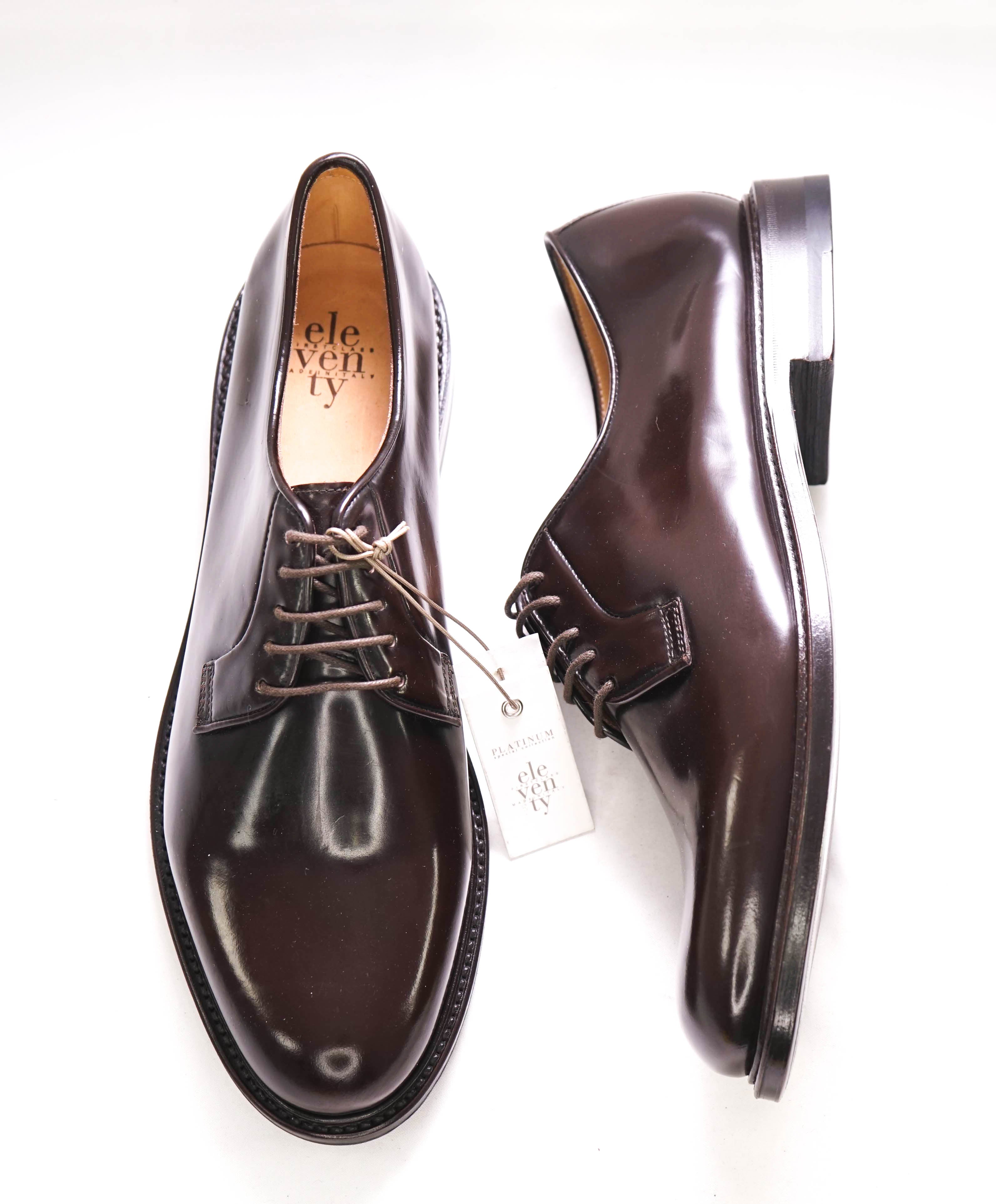 $895 ELEVENTY - Brown Derby Brunello Dress Shoes High Gloss - 11 US (44EU)