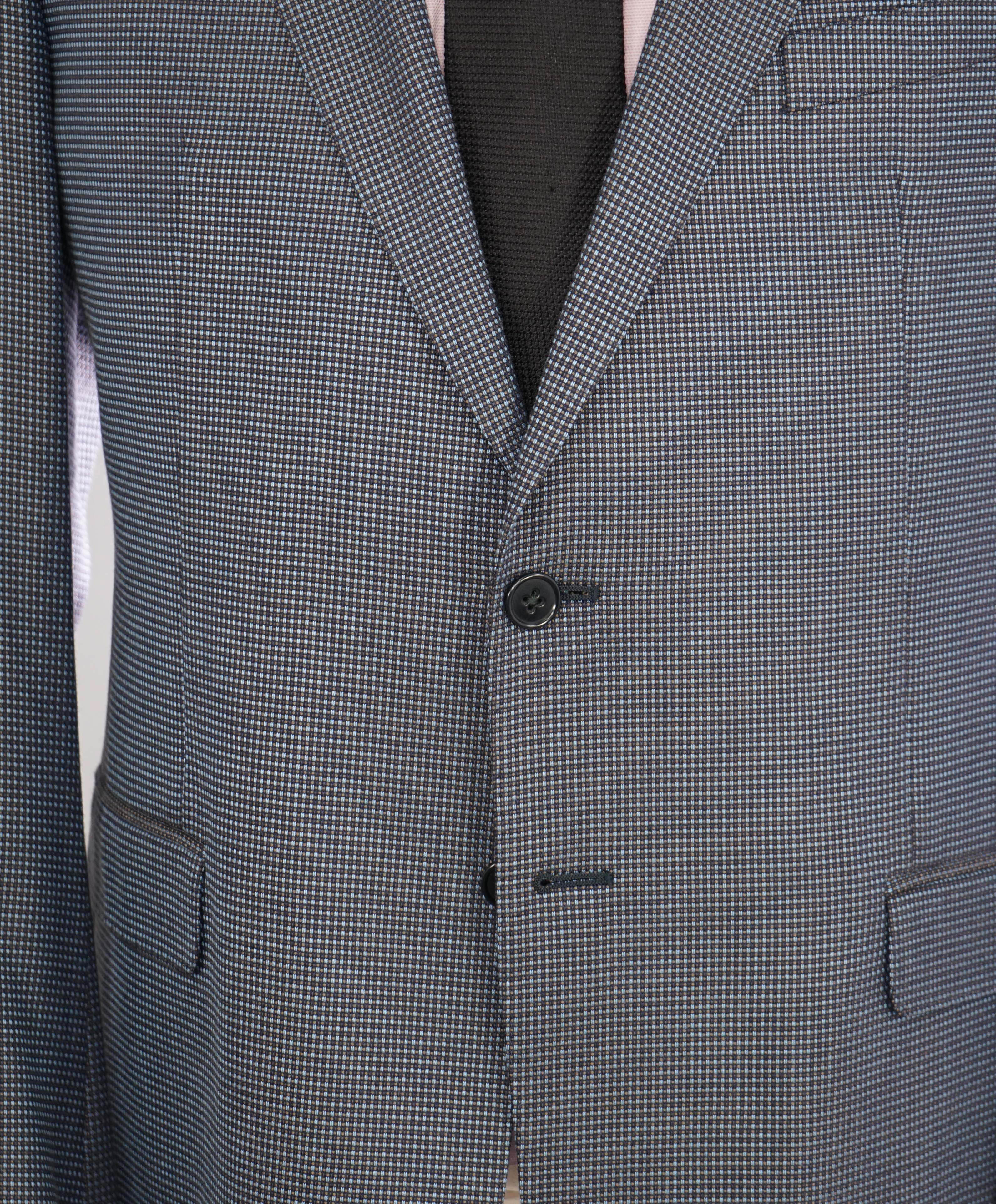 $1,495 ARMANI COLLEZIONI - "M Line" Blue Micro Check Jacket Blazer - 44R