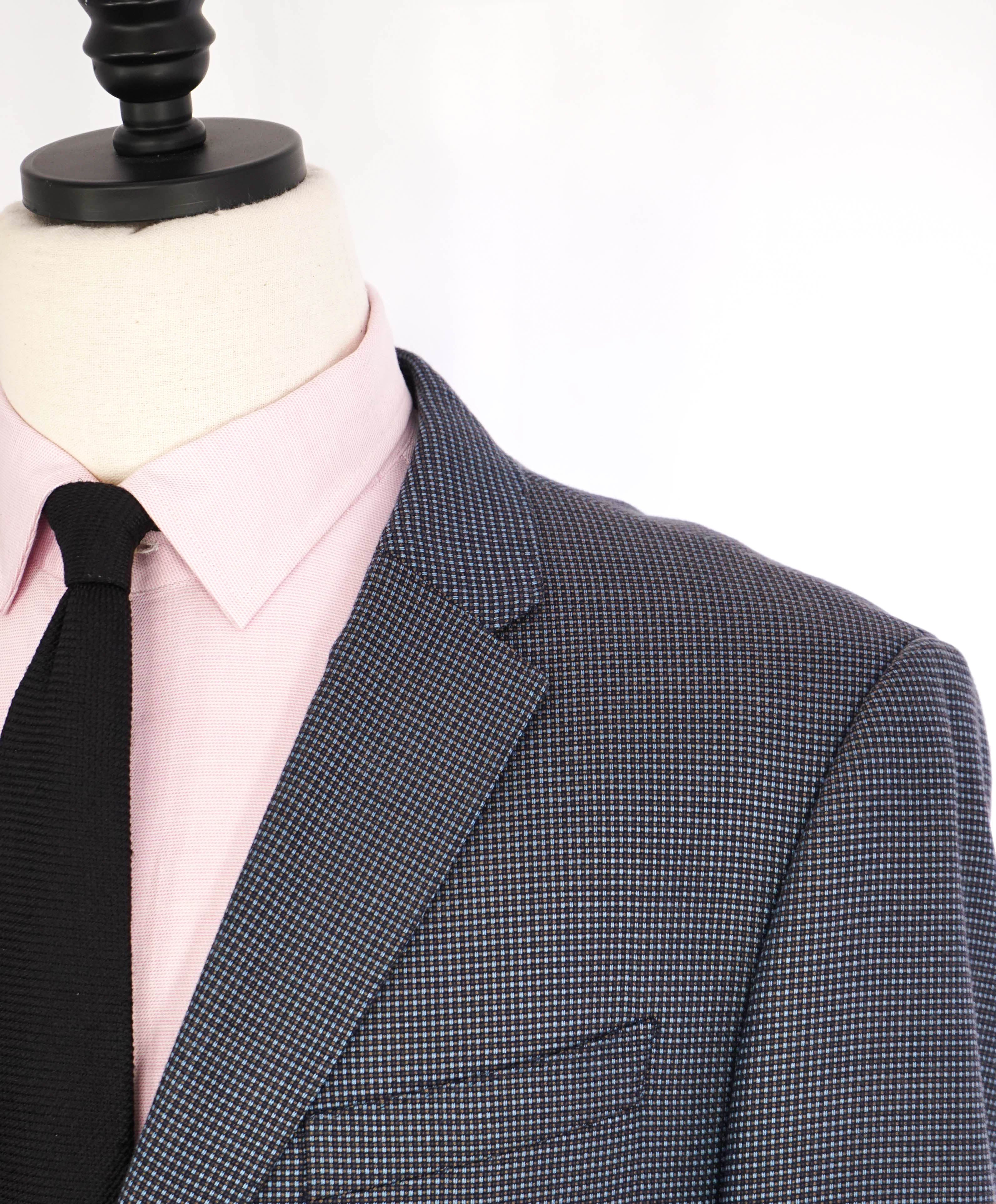 $1,495 ARMANI COLLEZIONI - "M Line" Blue Micro Check Jacket Blazer - 44R