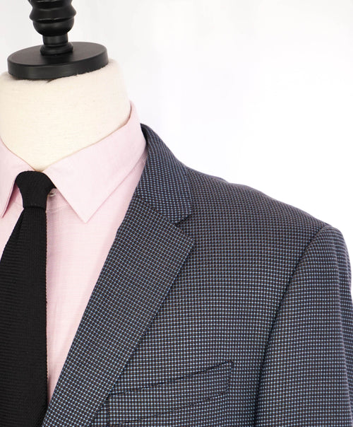 $1,495 ARMANI COLLEZIONI - "M Line" Blue Micro Check Jacket Blazer - 46R