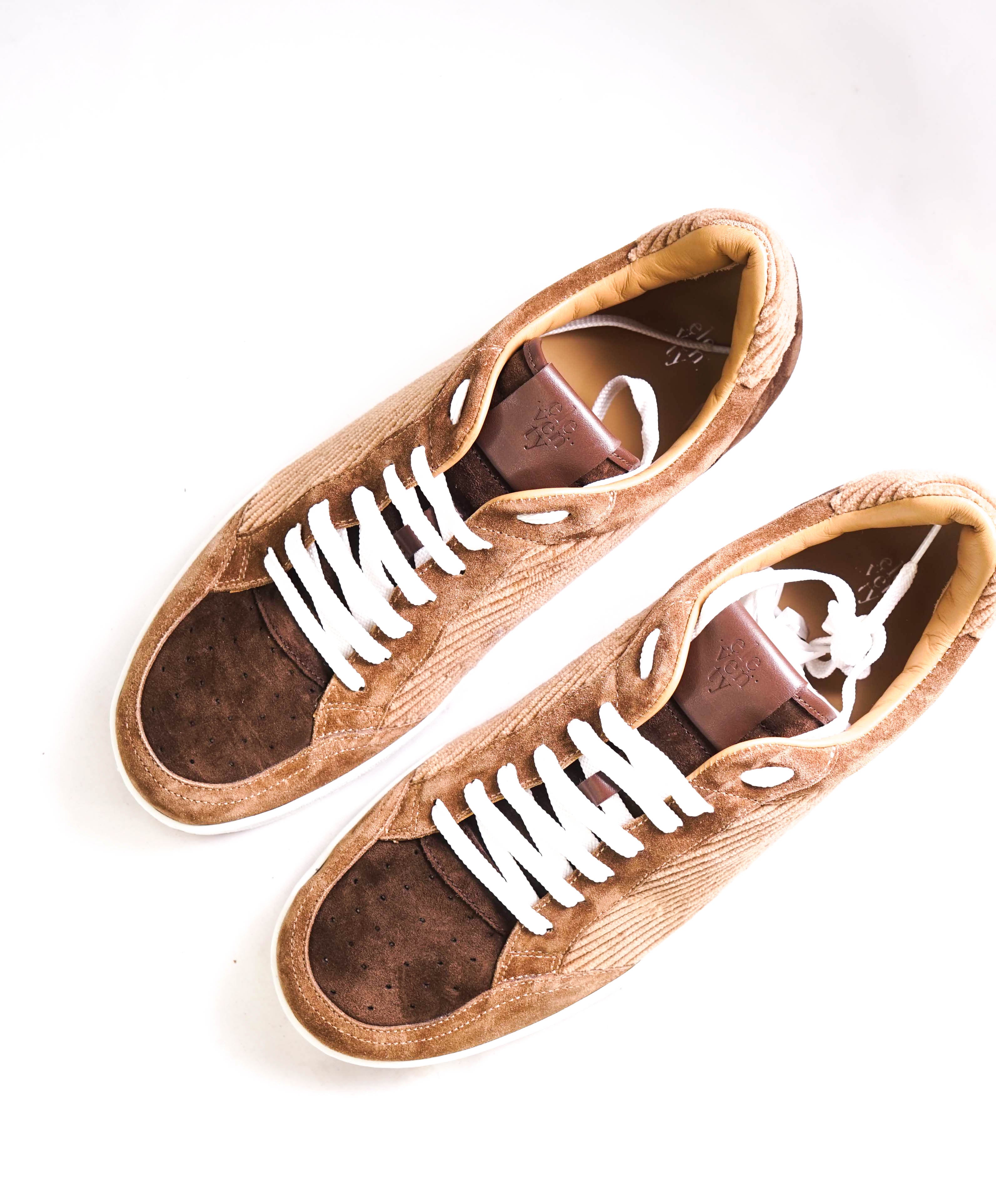 $695 ELEVENTY - Brown/Neutral Suede Corduroy Sneaker - 11 US (44EU)