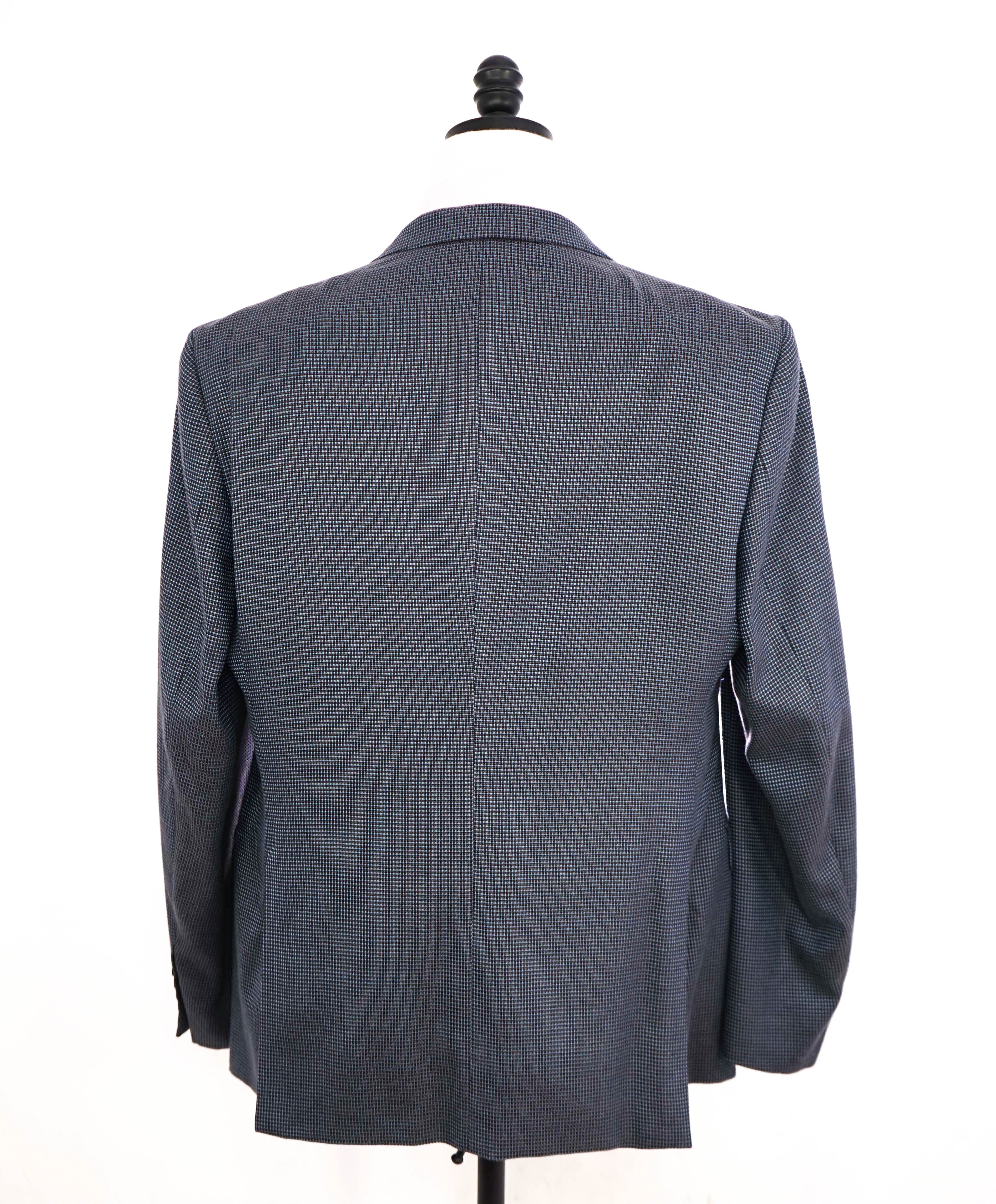 $1,495 ARMANI COLLEZIONI - "M Line" Blue Micro Check Jacket Blazer - 44R