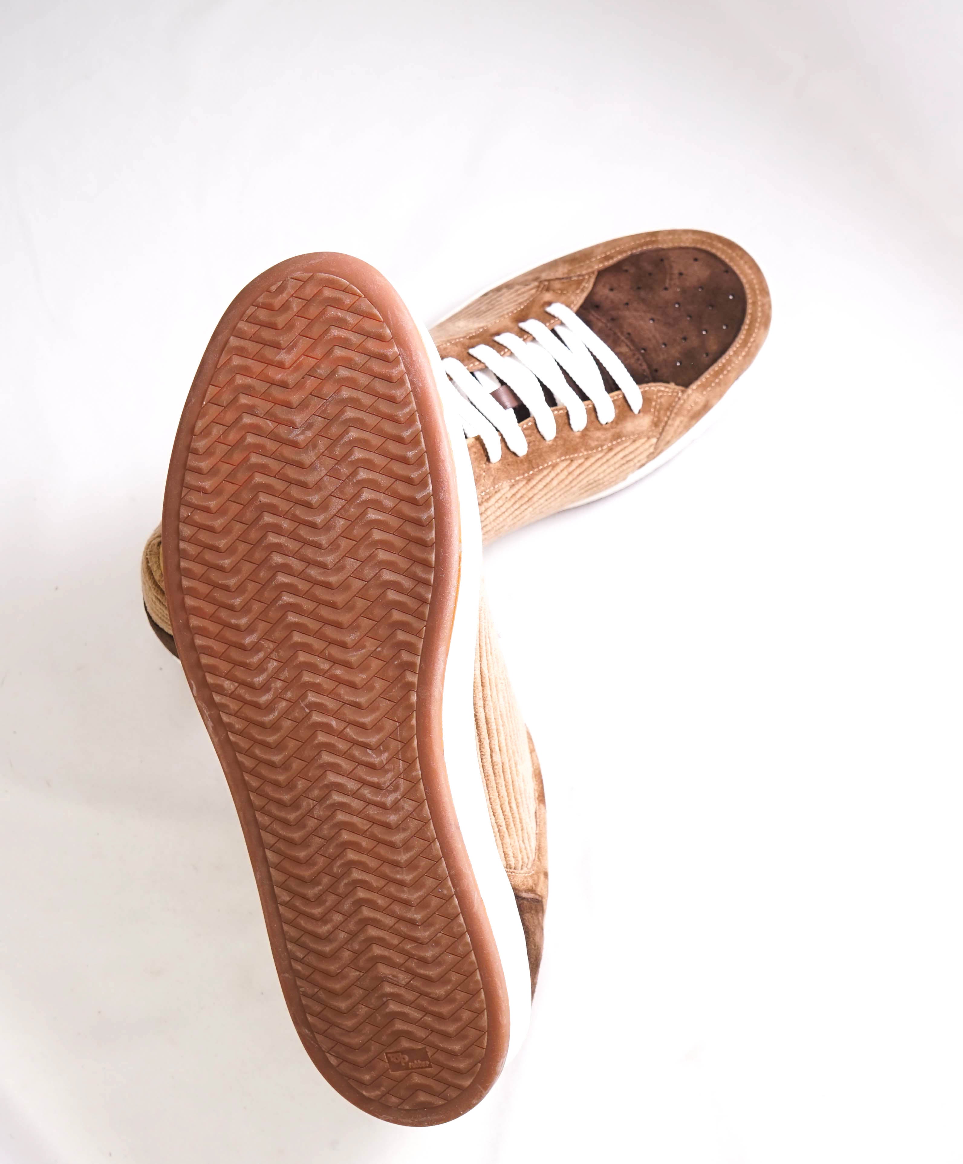 $695 ELEVENTY - Brown/Neutral Suede Corduroy Sneaker - 11 US (44EU)