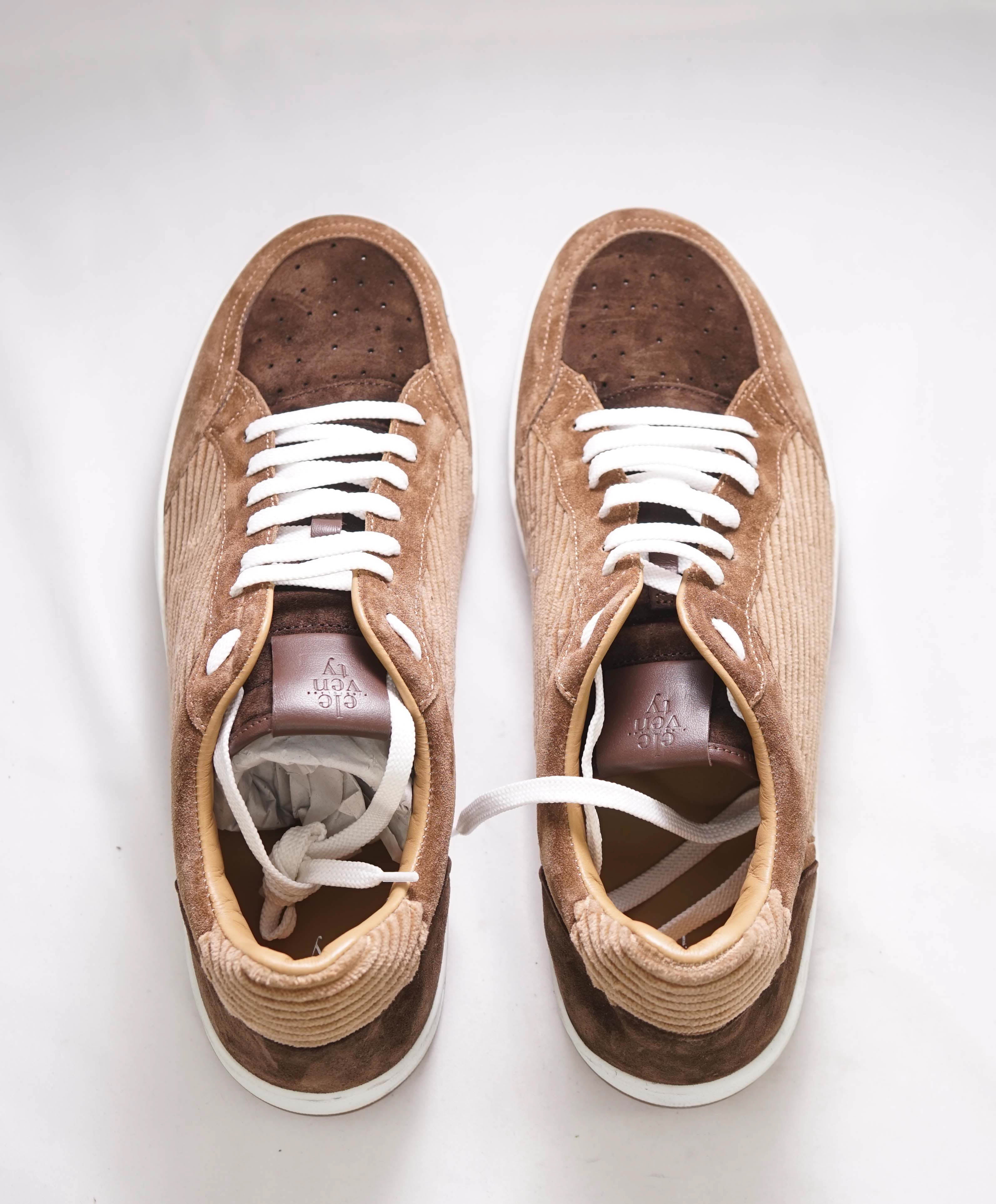 $695 ELEVENTY - Brown/Neutral Suede Corduroy Sneaker - 11 US (44EU)