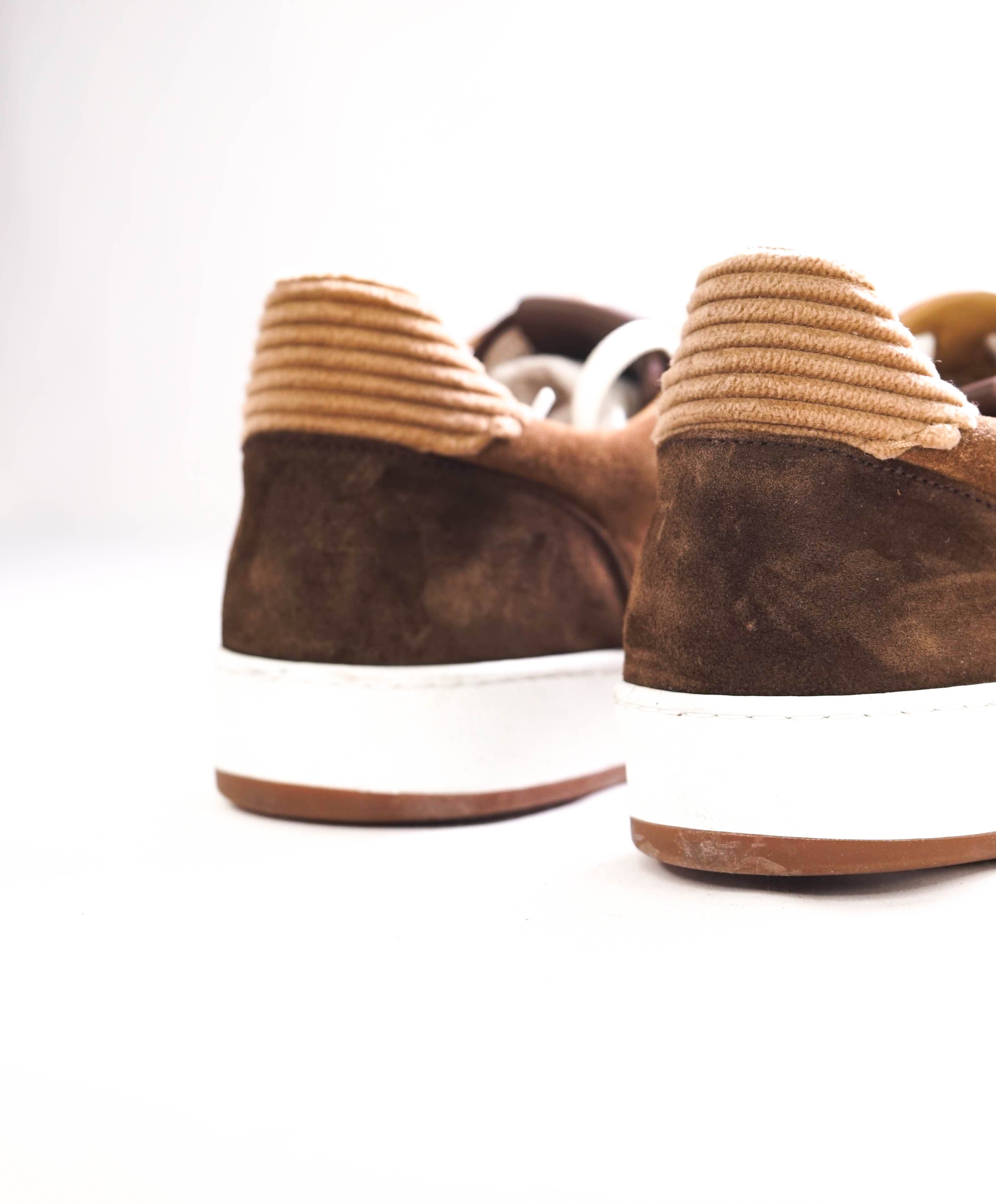 $695 ELEVENTY - Brown/Neutral Suede Corduroy Sneaker - 11 US (44EU)