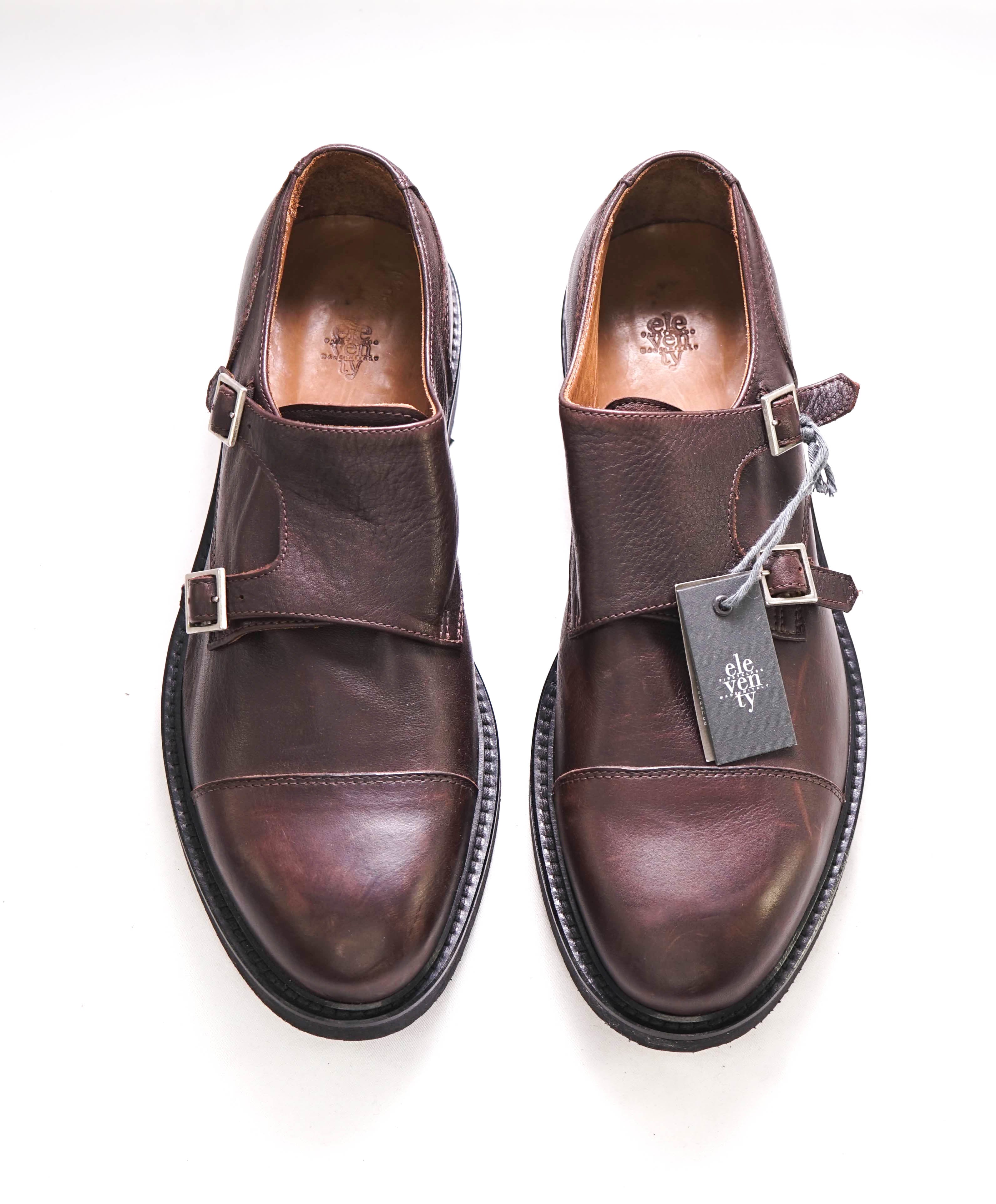 $895 ELEVENTY - Brown Monk Strap Brunello Style Leather Loafers - 11 US (44EU)