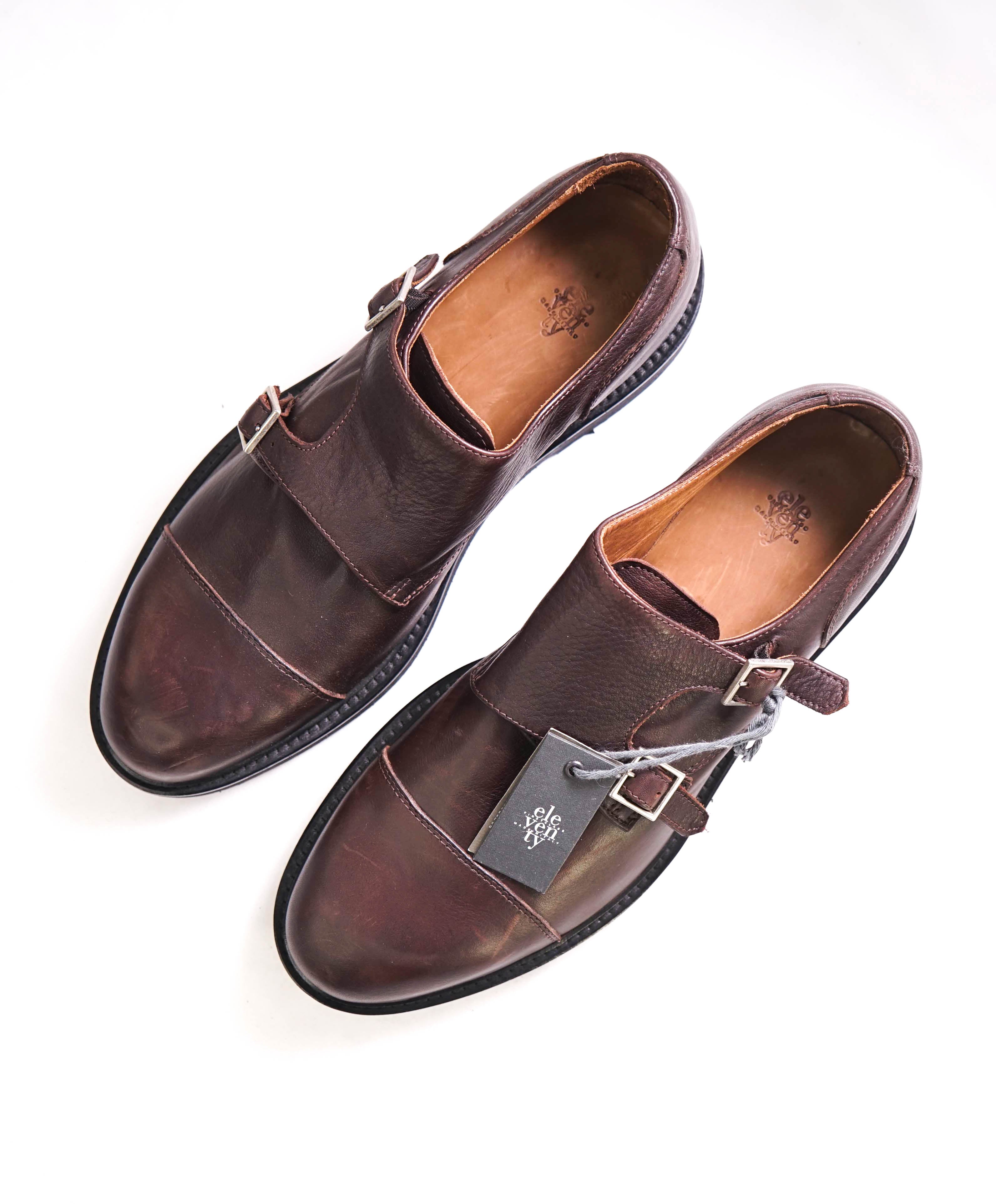 $895 ELEVENTY - Brown Monk Strap Brunello Style Leather Loafers - 11 US (44EU)