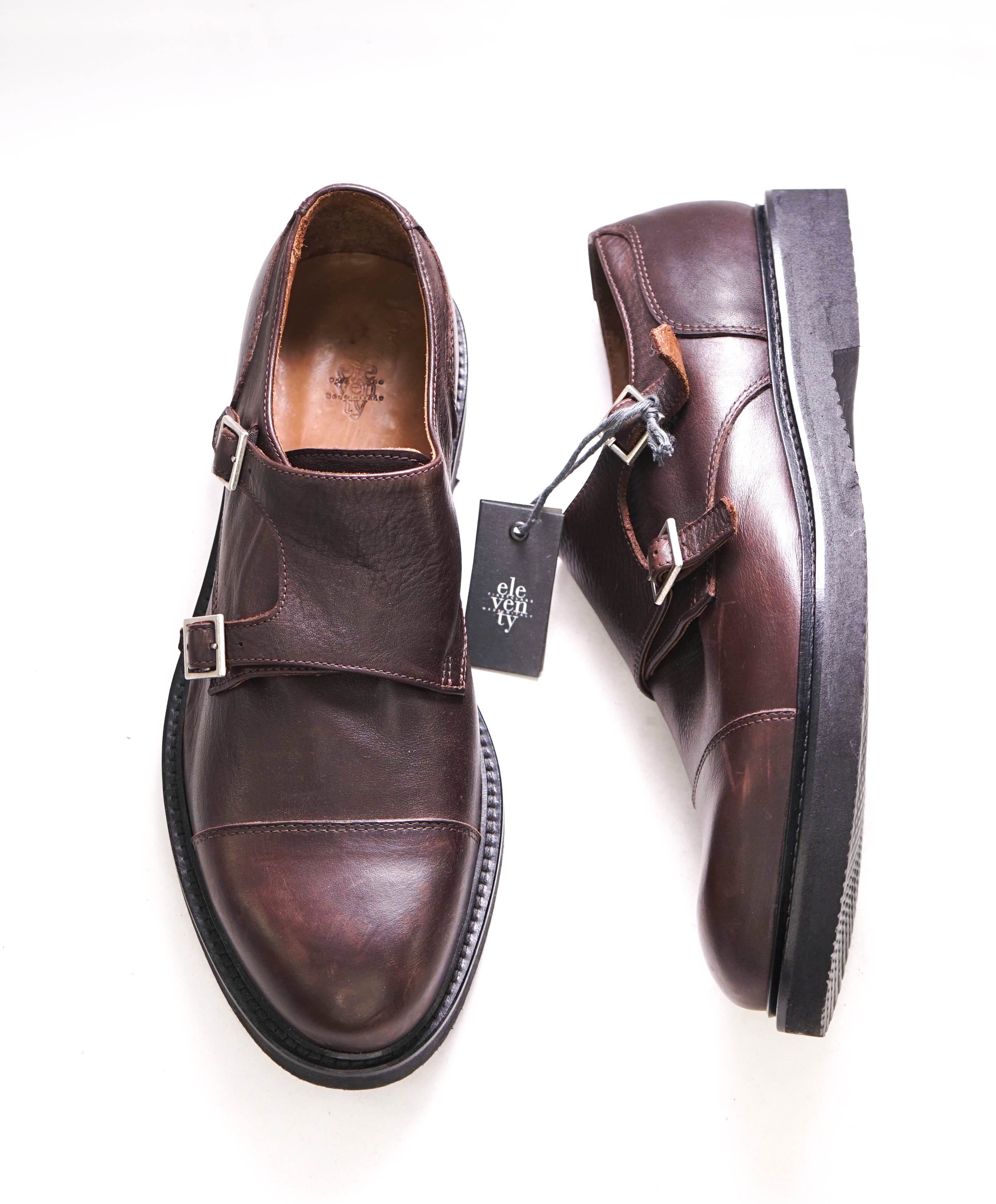 $895 ELEVENTY - Brown Monk Strap Brunello Style Leather Loafers - 11 US (44EU)