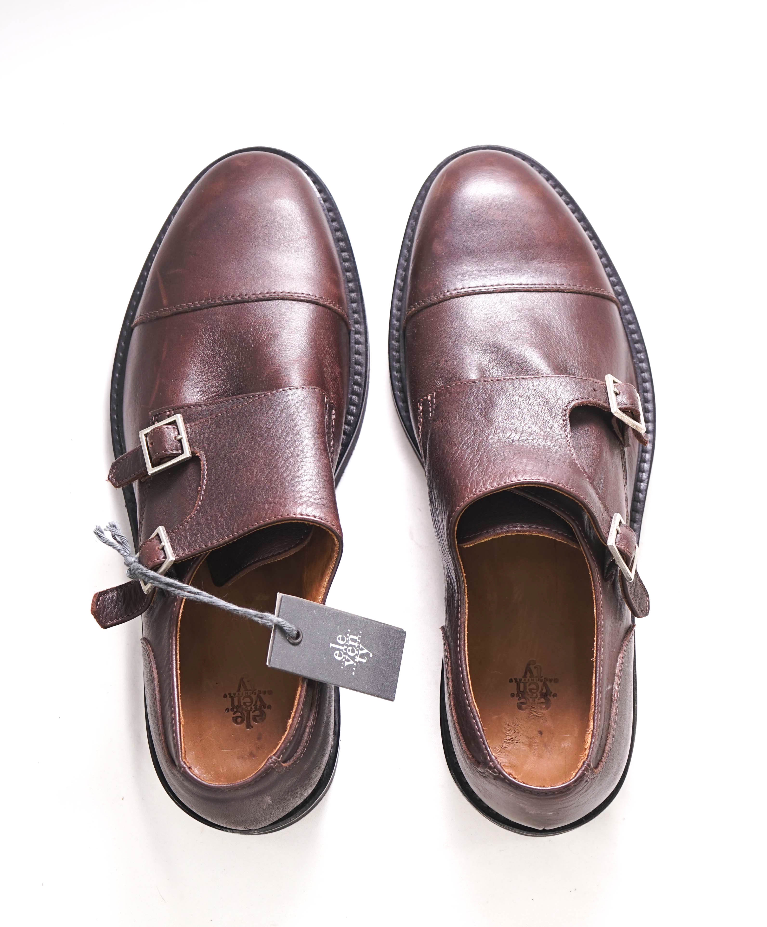 $895 ELEVENTY - Brown Monk Strap Brunello Style Leather Loafers - 11 US (44EU)