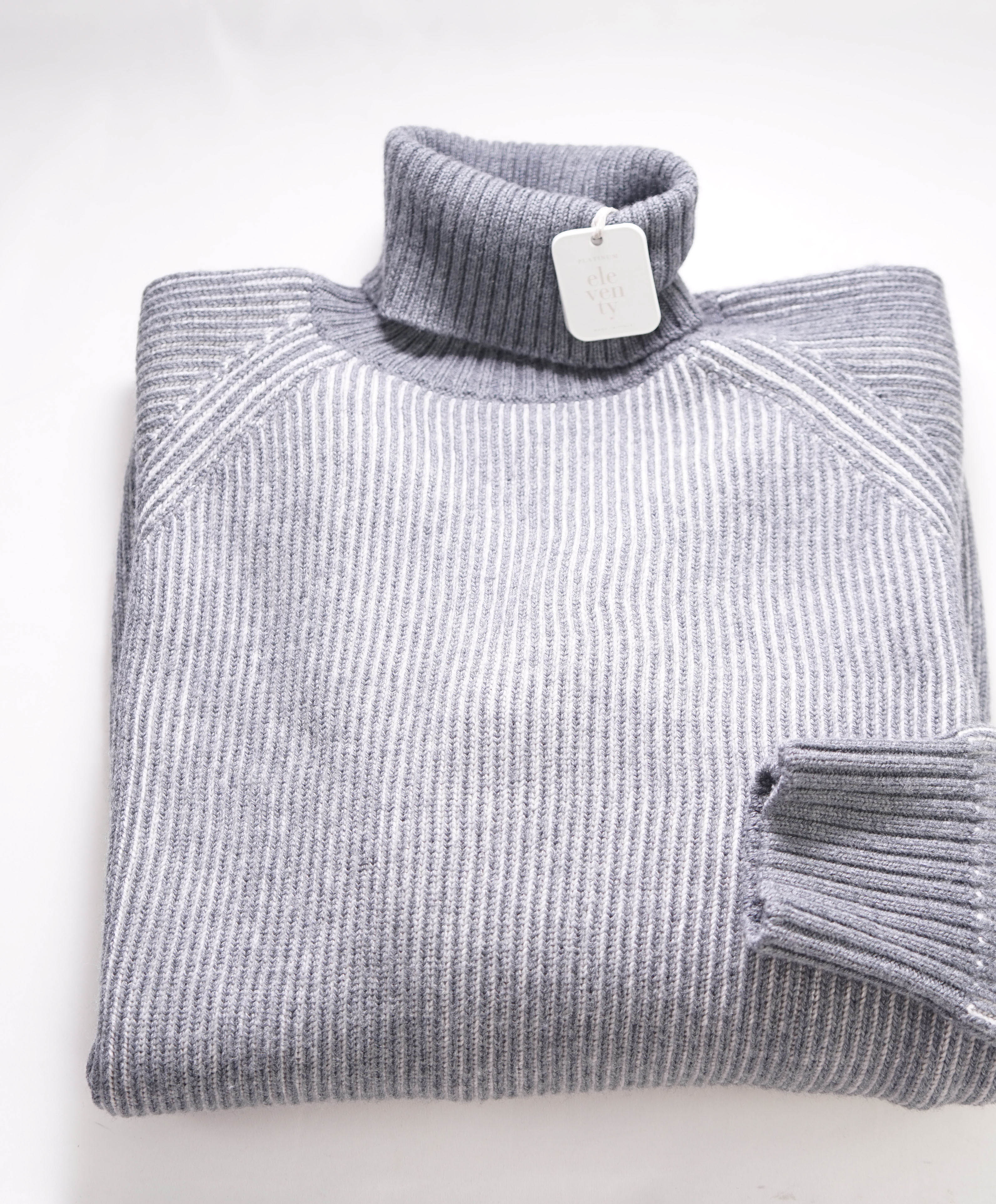 $695 ELEVENTY - Green Ribbed *PLATINUM* Wool Turtleneck Sweater - M