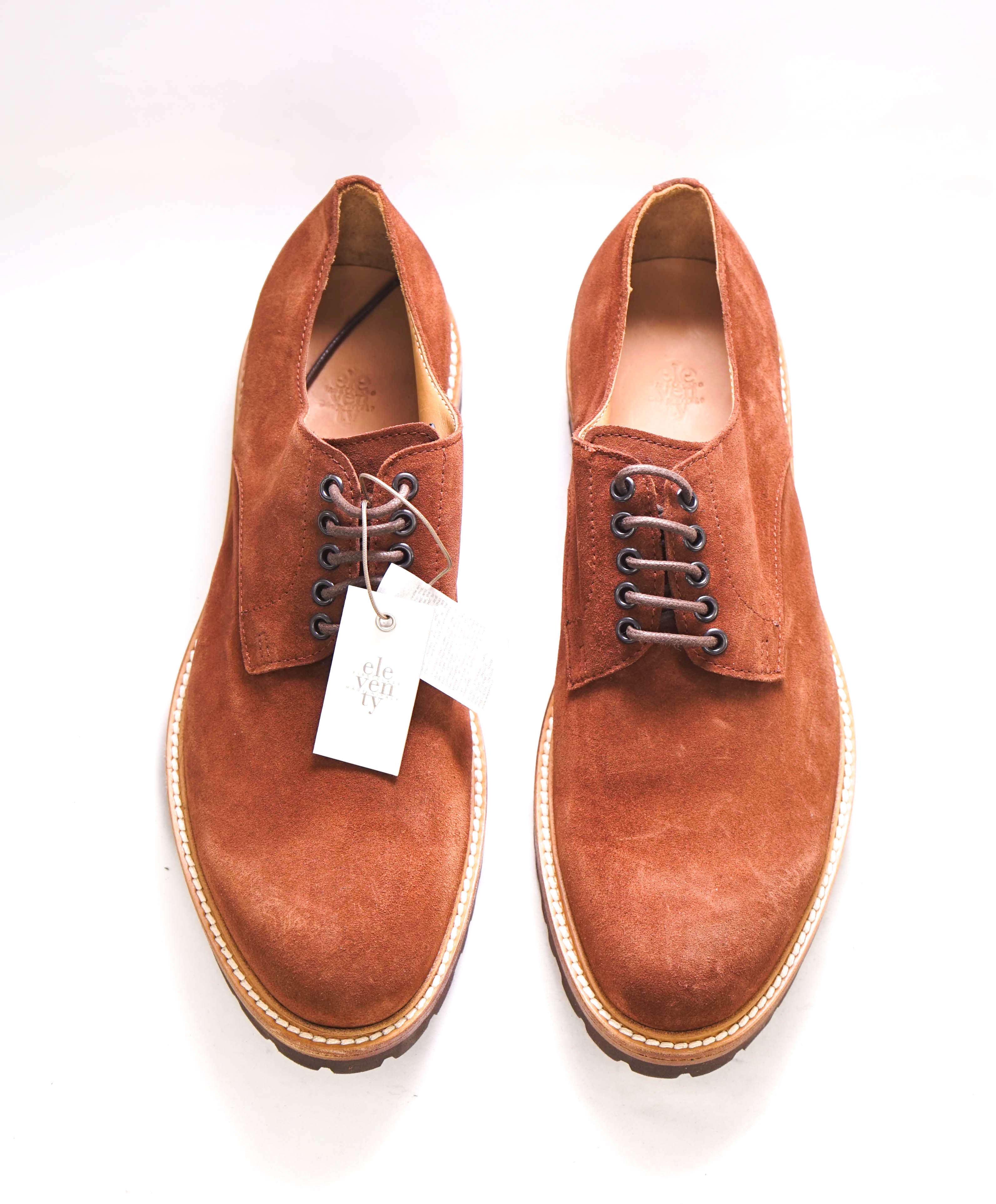 $895 ELEVENTY - Brown Oxford/Derby Tobacco Brown Snuff Suede - 11 US (44EU)