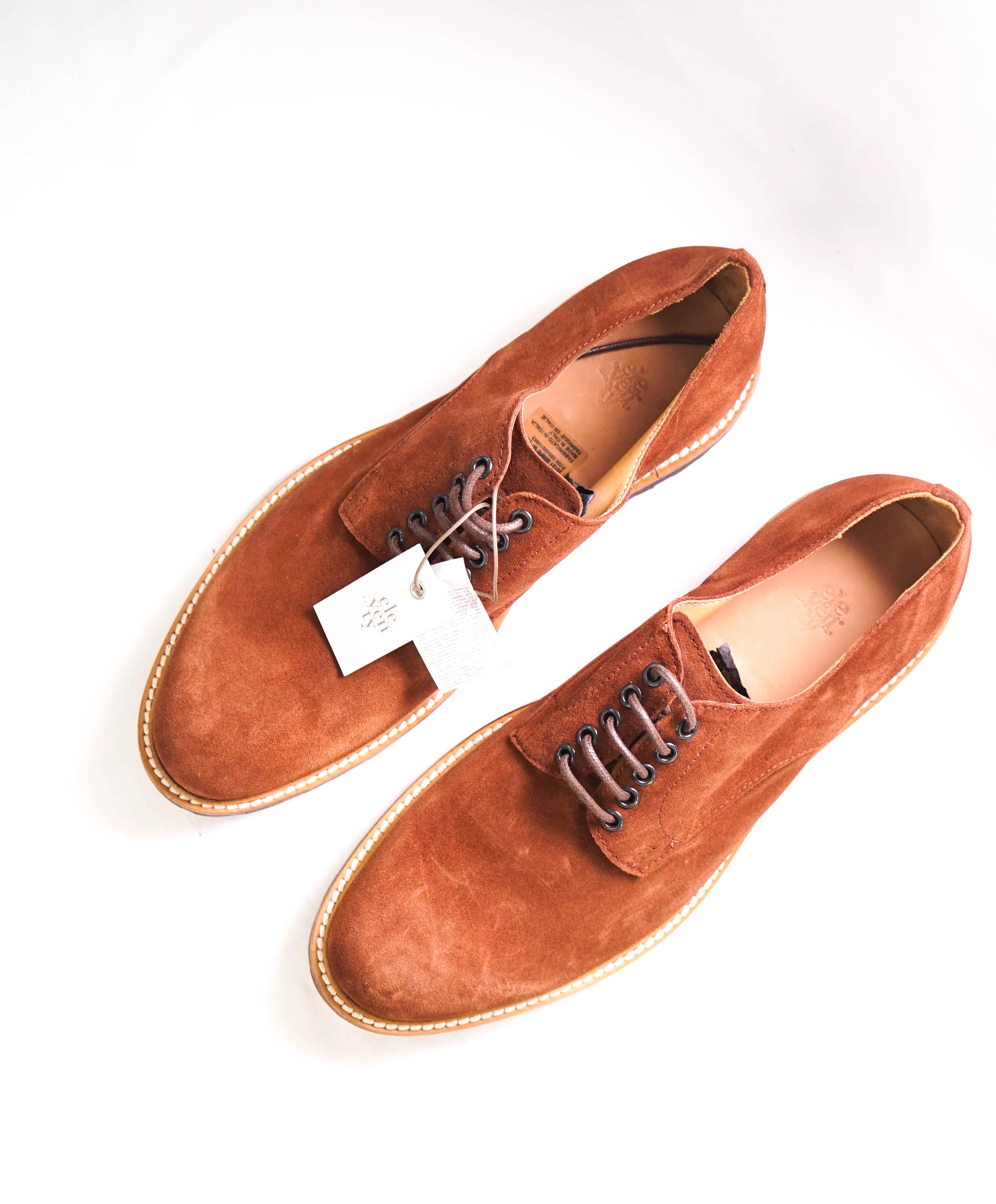 $895 ELEVENTY - Brown Oxford/Derby Tobacco Brown Snuff Suede - 11 US (44EU)