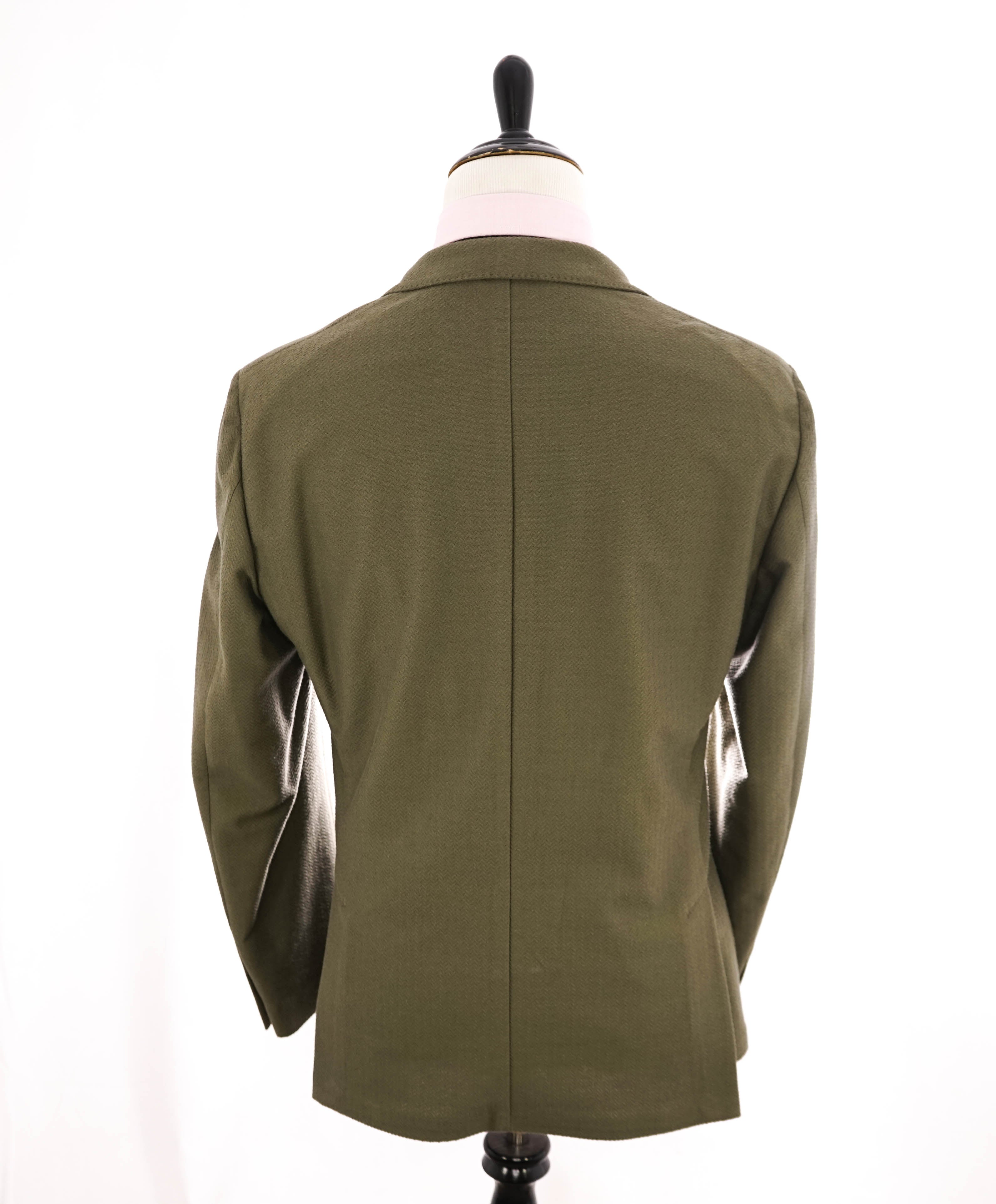 ELEVENTY - Sage Green Herringbone Semi-Lined Soft Jacket Blazer - 44 (54 EU)