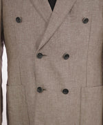 ARMANI COLLEZIONI - Neutral Brown DOUBLE BREASTED Semi-Lined Linen Blazer -  38R