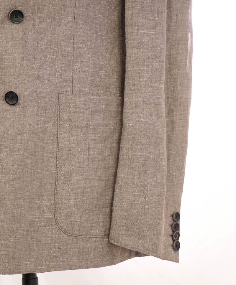 ARMANI COLLEZIONI - Neutral Brown DOUBLE BREASTED Semi-Lined Linen Blazer -  38R