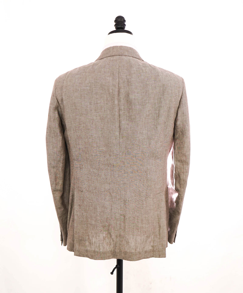 ARMANI COLLEZIONI - Neutral Brown DOUBLE BREASTED Semi-Lined Linen Blazer -  38R