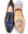 SALVATORE FERRAGAMO - "TRAMEZZA" Navy & Blue Penny Loafers Sleek Silhouette - 11 B