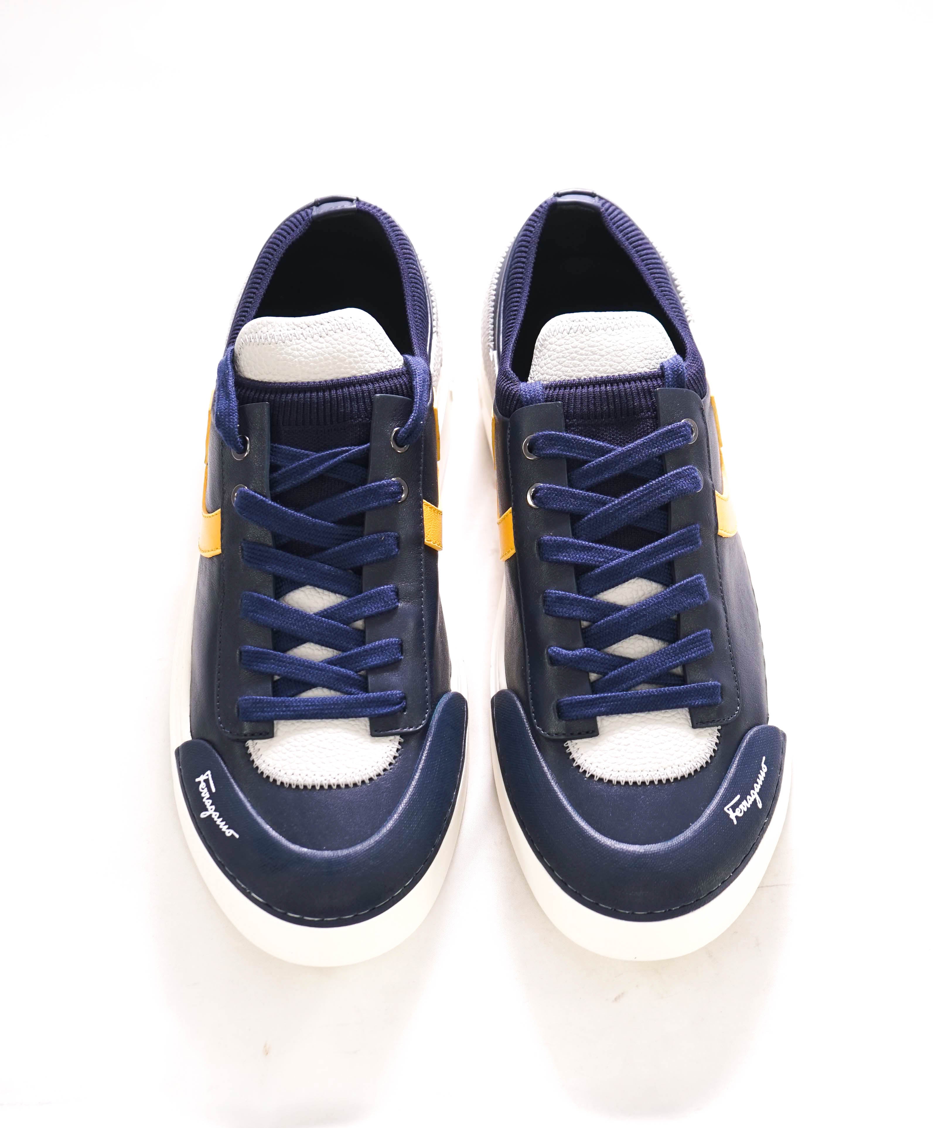 $750 SALVATORE FERRAGAMO - *NOTION 1* Blue/White/Yellow Sneaker - 10 M US