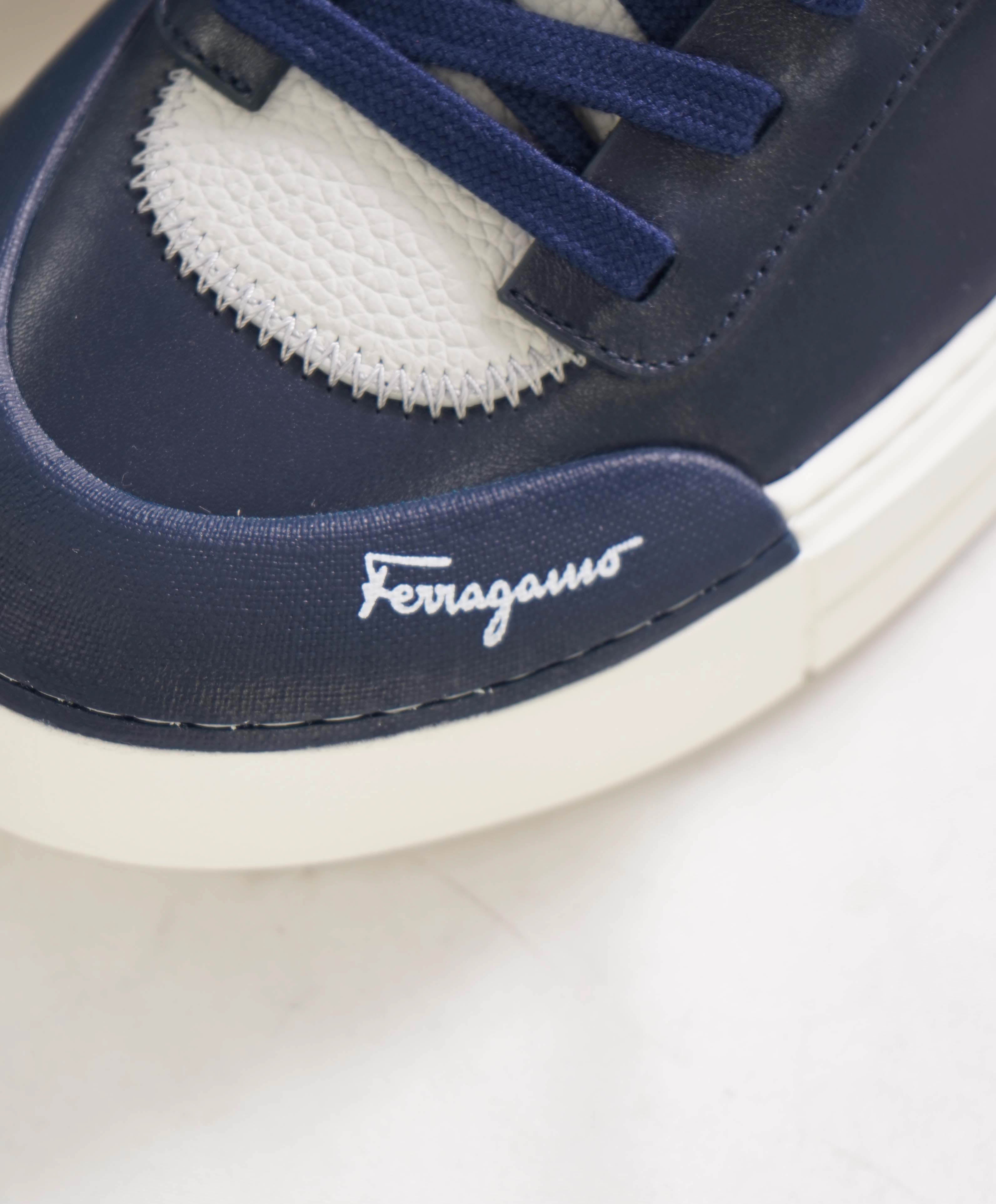 $750 SALVATORE FERRAGAMO - *NOTION 1* Blue/White/Yellow Sneaker - 10 M US