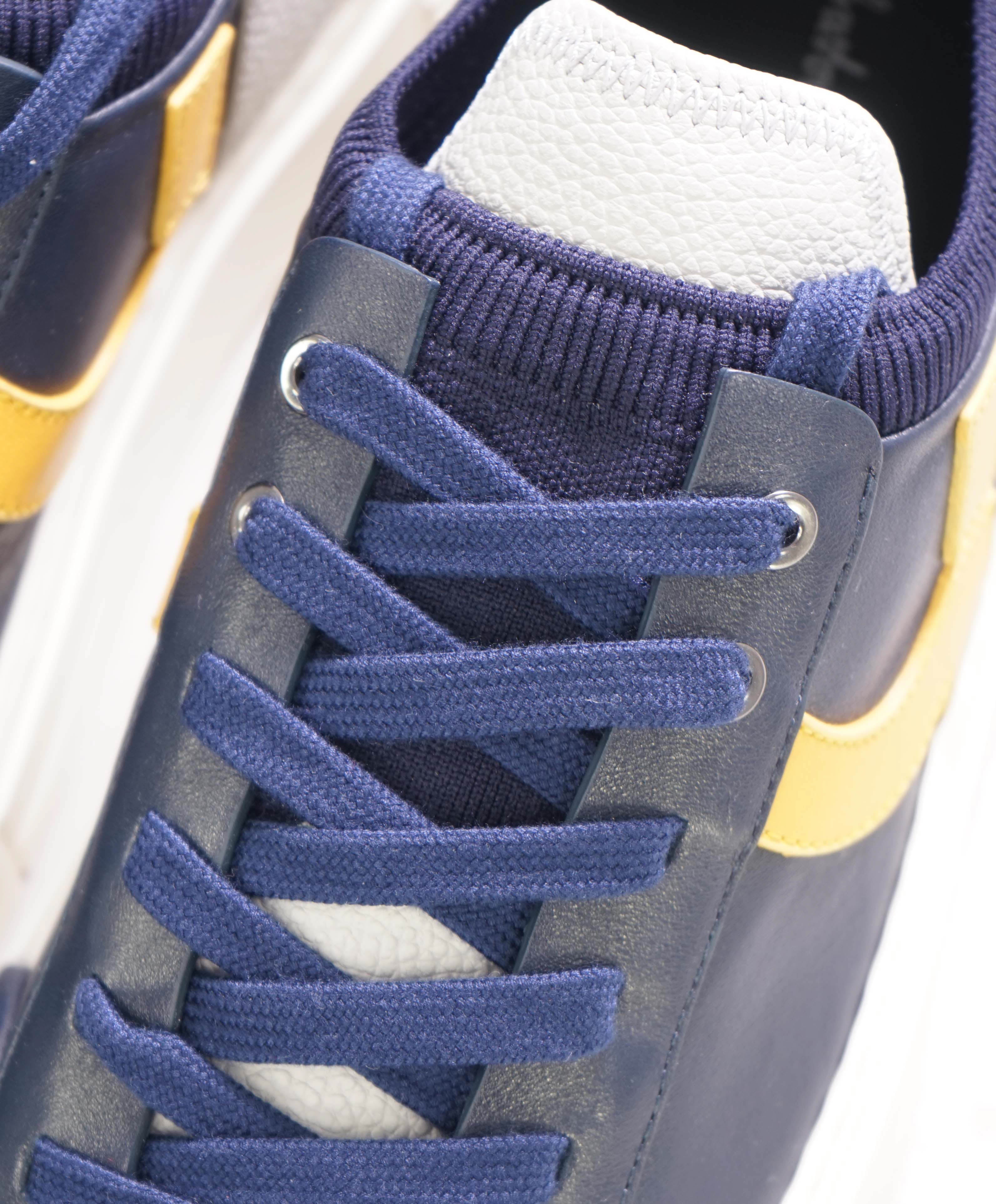 $750 SALVATORE FERRAGAMO - *NOTION 1* Blue/White/Yellow Sneaker - 10 M US