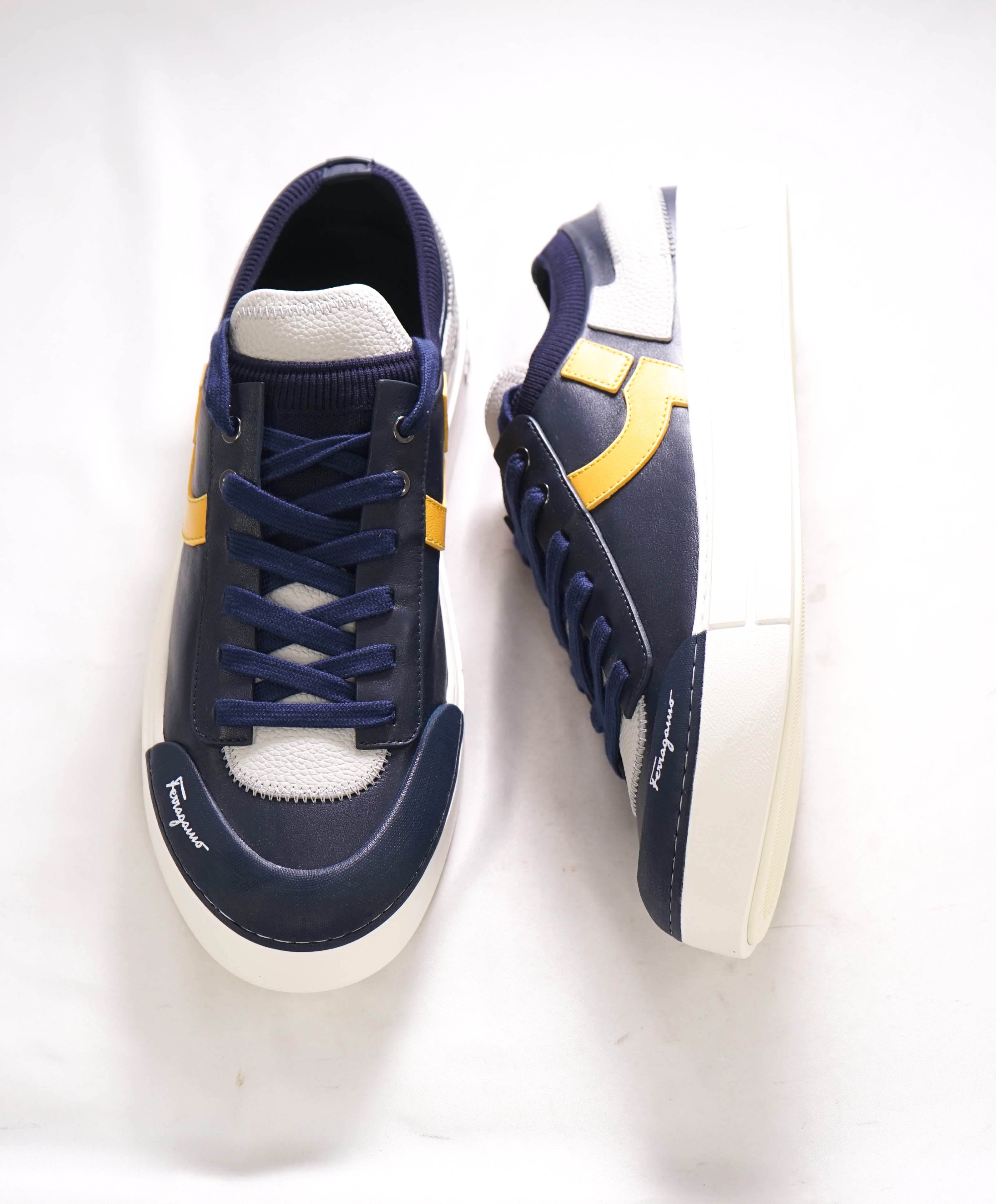 $750 SALVATORE FERRAGAMO - *NOTION 1* Blue/White/Yellow Sneaker - 10 M US