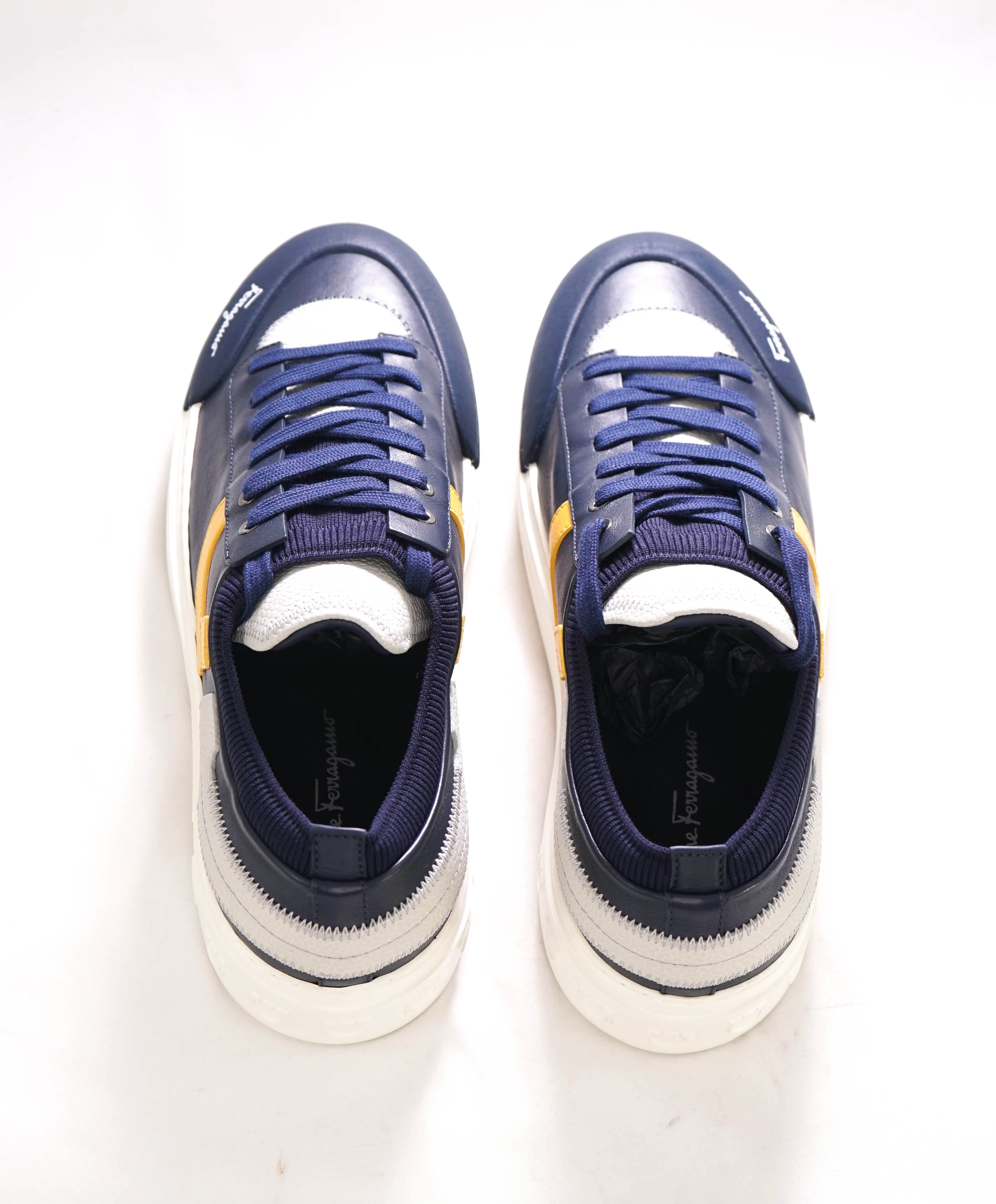 $750 SALVATORE FERRAGAMO - *NOTION 1* Blue/White/Yellow Sneaker - 10 M US