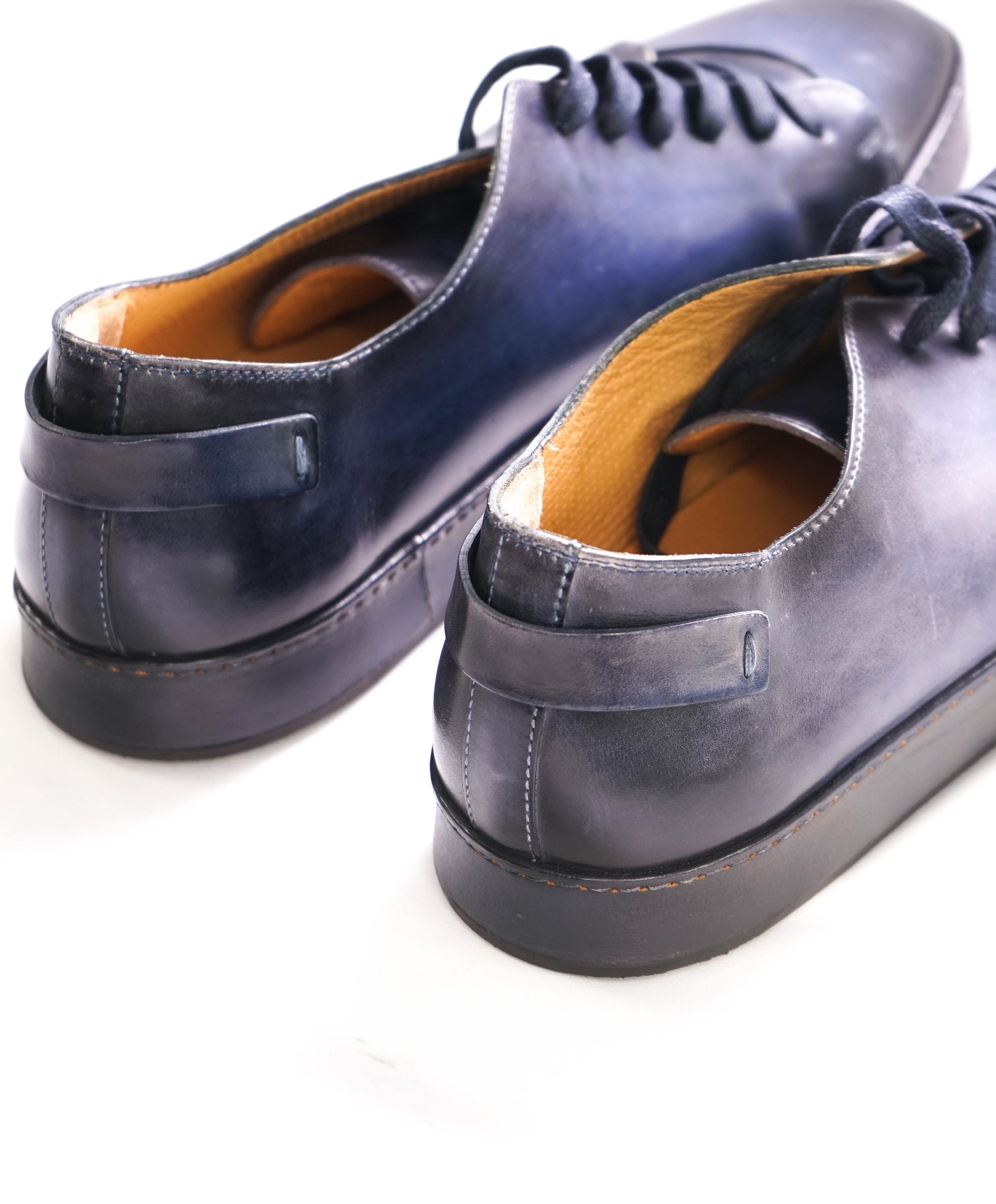 $1,295 SANTONI -  Navy/Blue Hand Patina Full Leather Sneaker - 12 (11 IT)