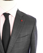 $3,750 ISAIA - Gray Windowpane "160's" *CLOSET STAPLE* Coral Pin Suit - 40R