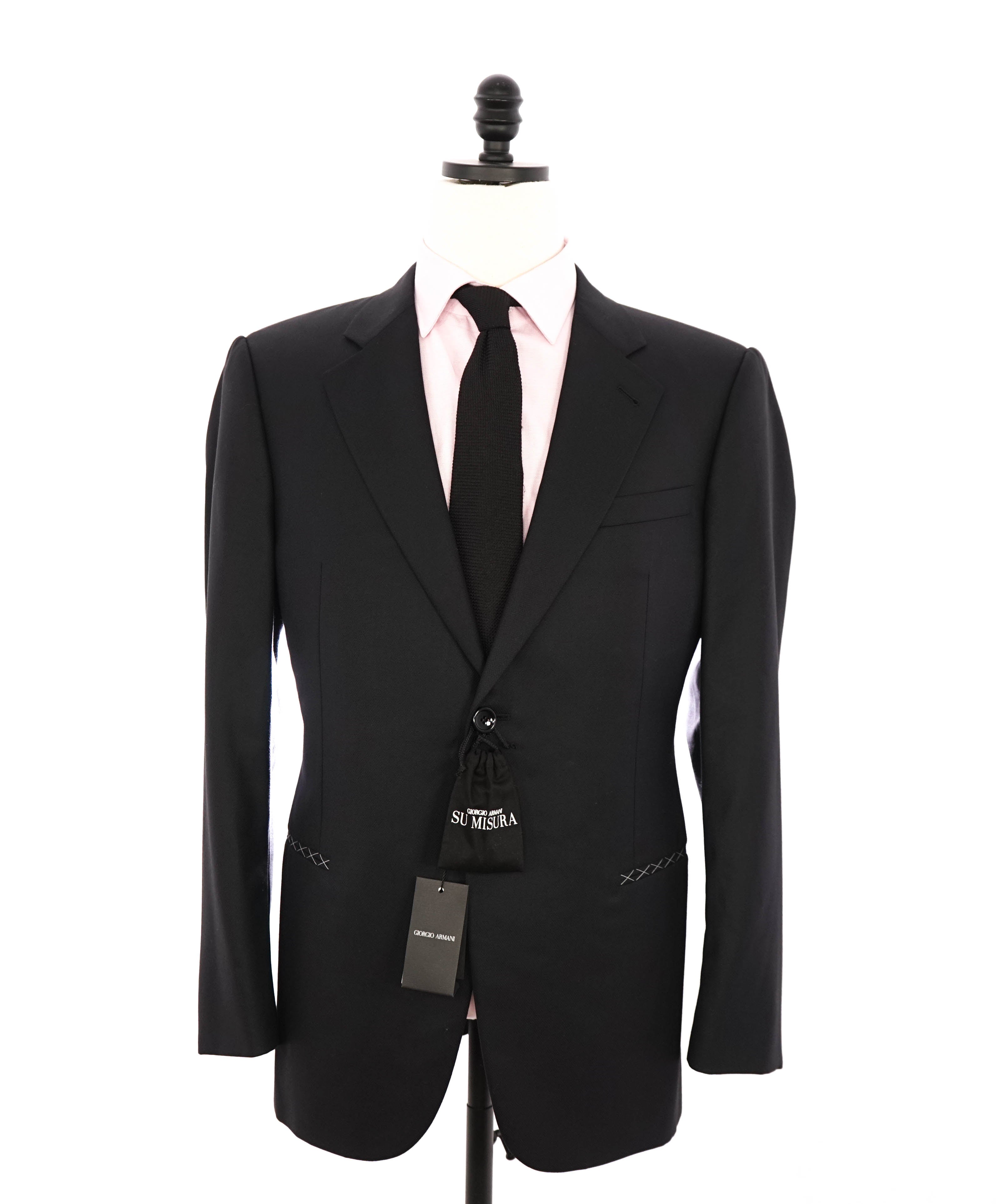 GIORGIO ARMANI - “SU MISURA” Super 150's Textured Black Blazer - 40R