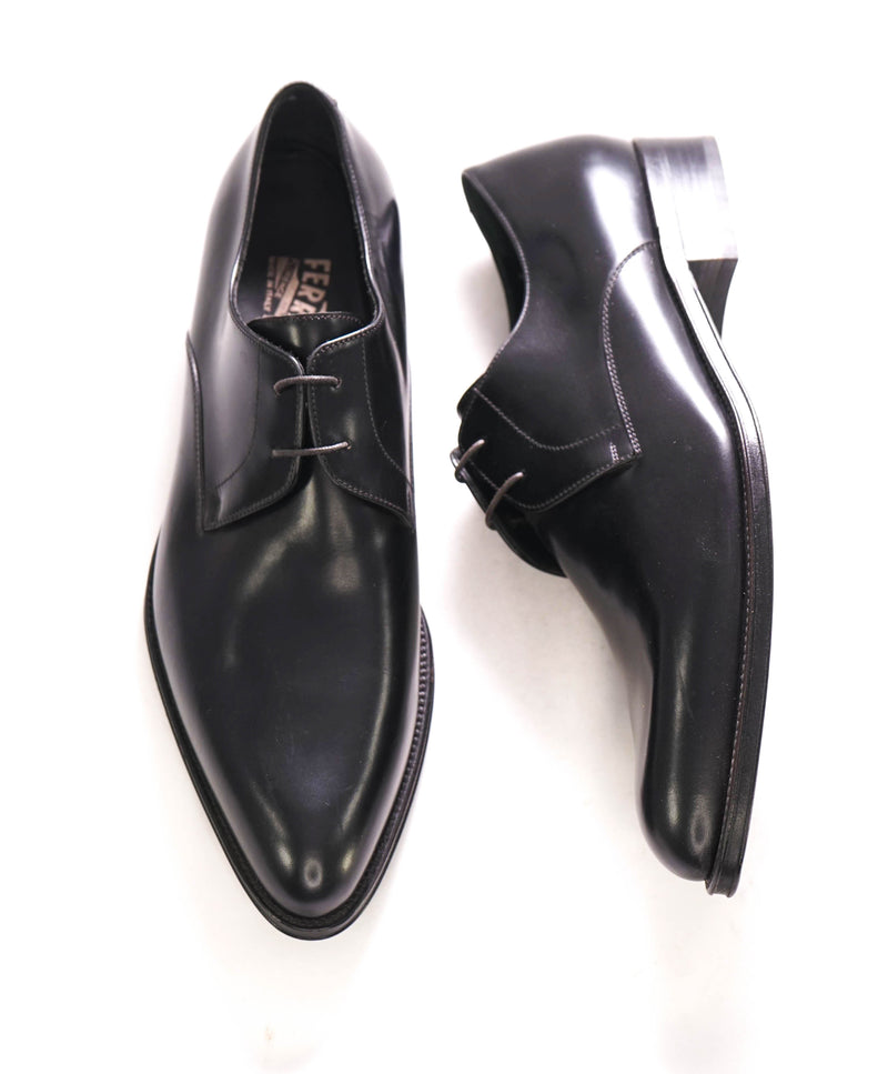 $850 SALVATORE FERRAGAMO -  Modern Round Toe Oxfords Black Leather - 8.5 E US