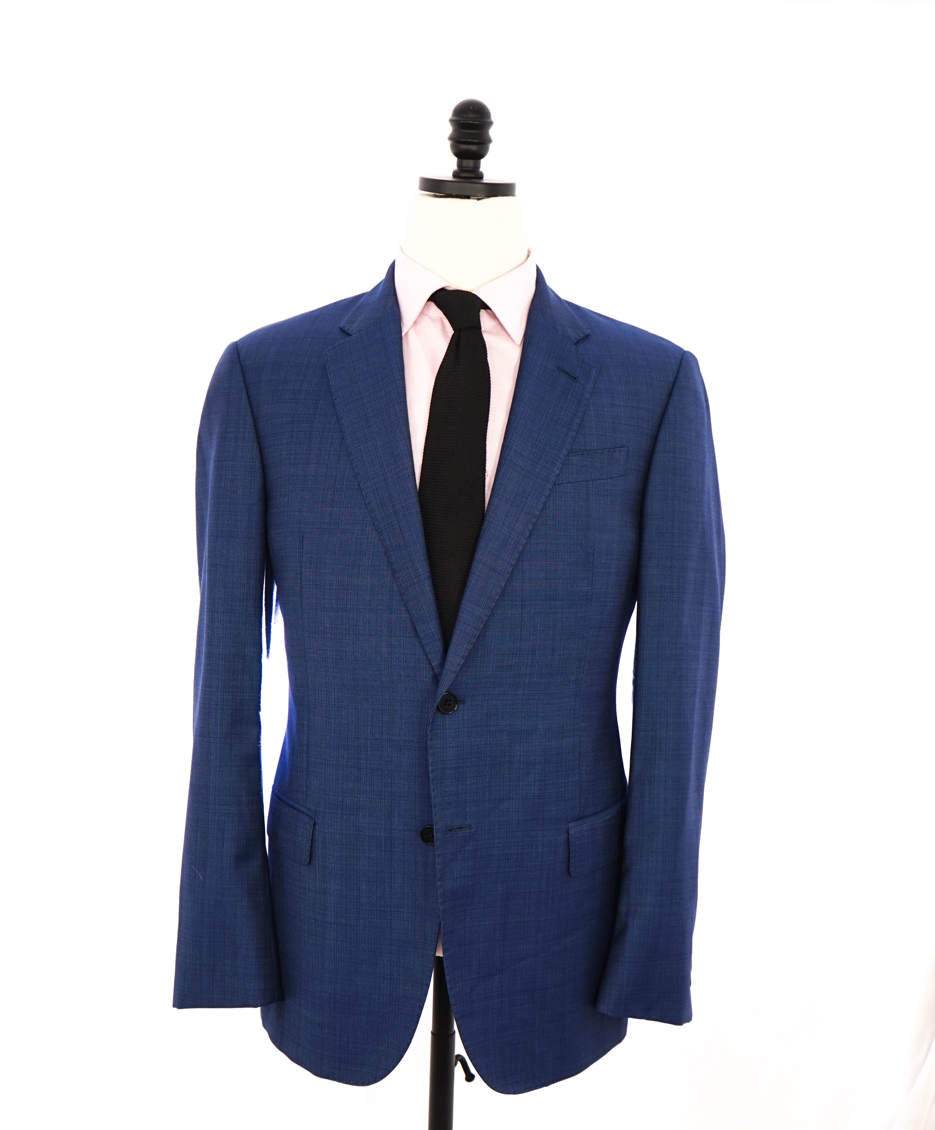 $1,595 EMPORIO ARMANI- Blue *G lIne* Cobalt Check Wool Blazer - 42R