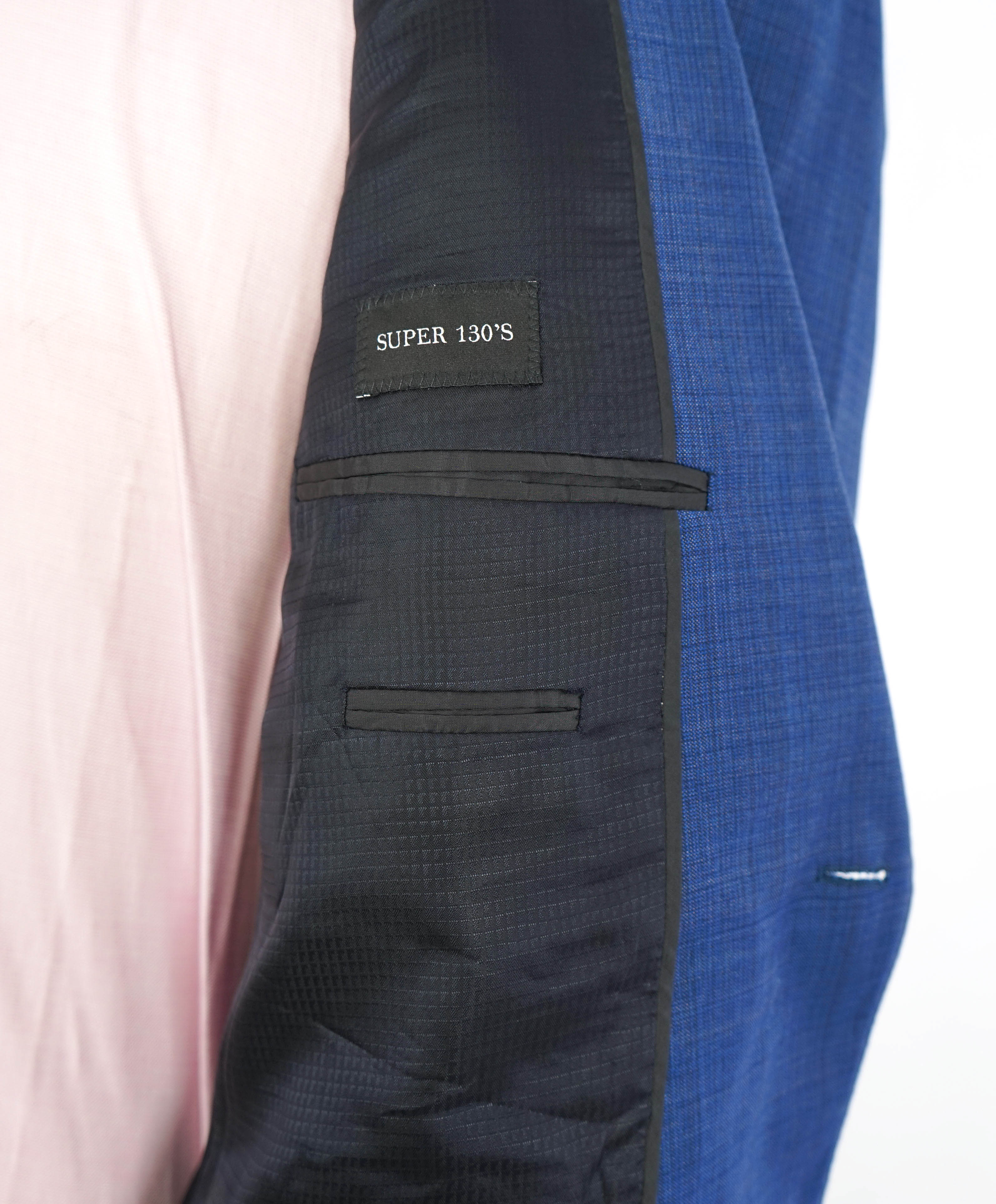 $1,595 EMPORIO ARMANI- Blue *G lIne* Cobalt Check Wool Blazer - 42R