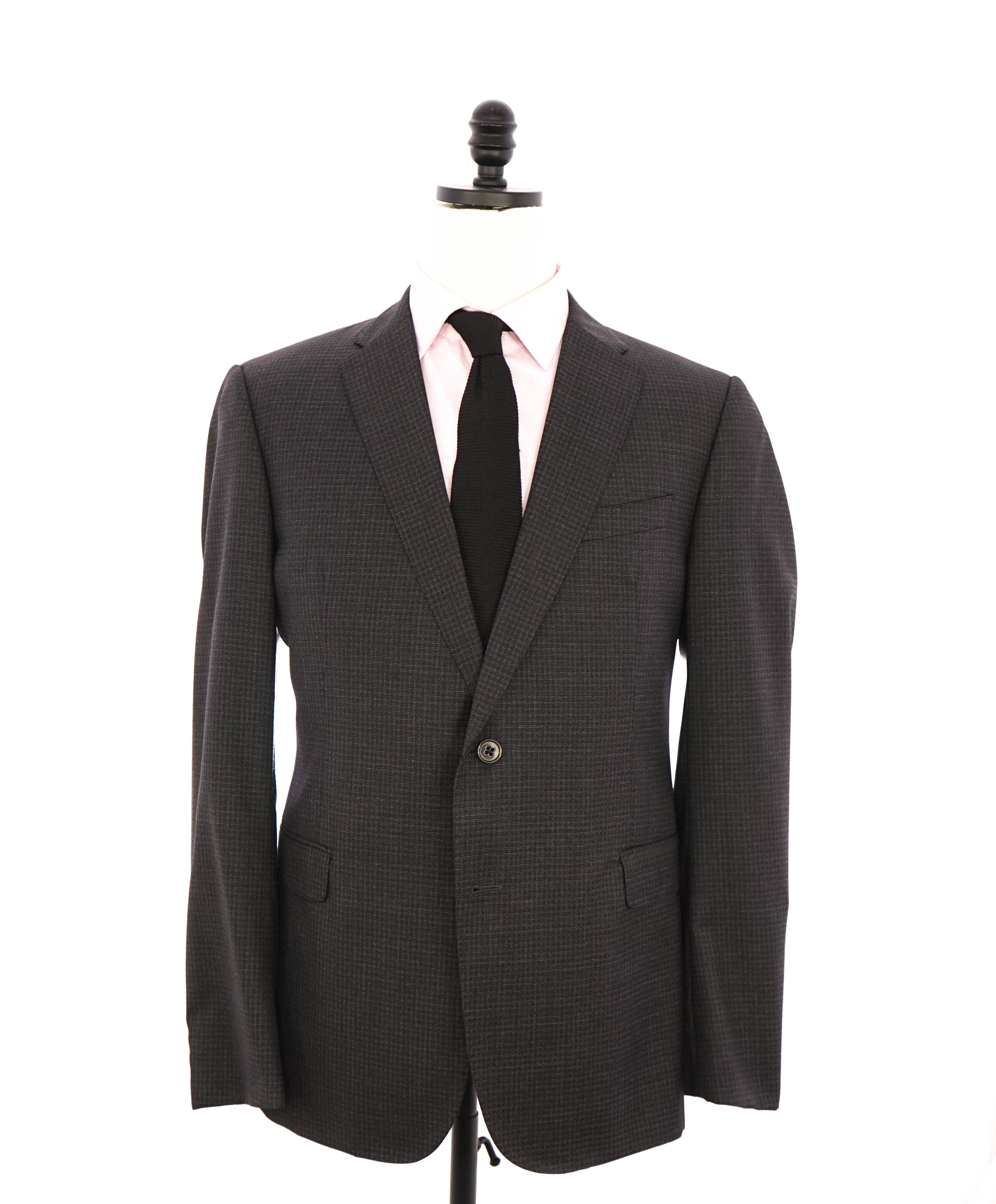 ARMANI COLLEZIONI - “M Line” Micro-Check Basket Weave Gray Suit - 42R