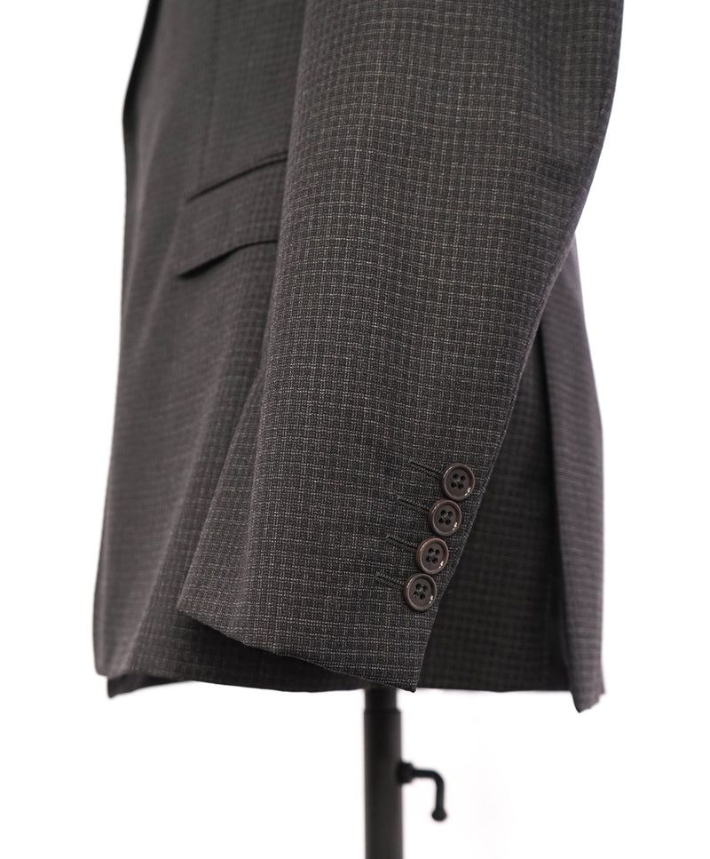 ARMANI COLLEZIONI - “M Line” Micro-Check Basket Weave Gray Suit - 42R