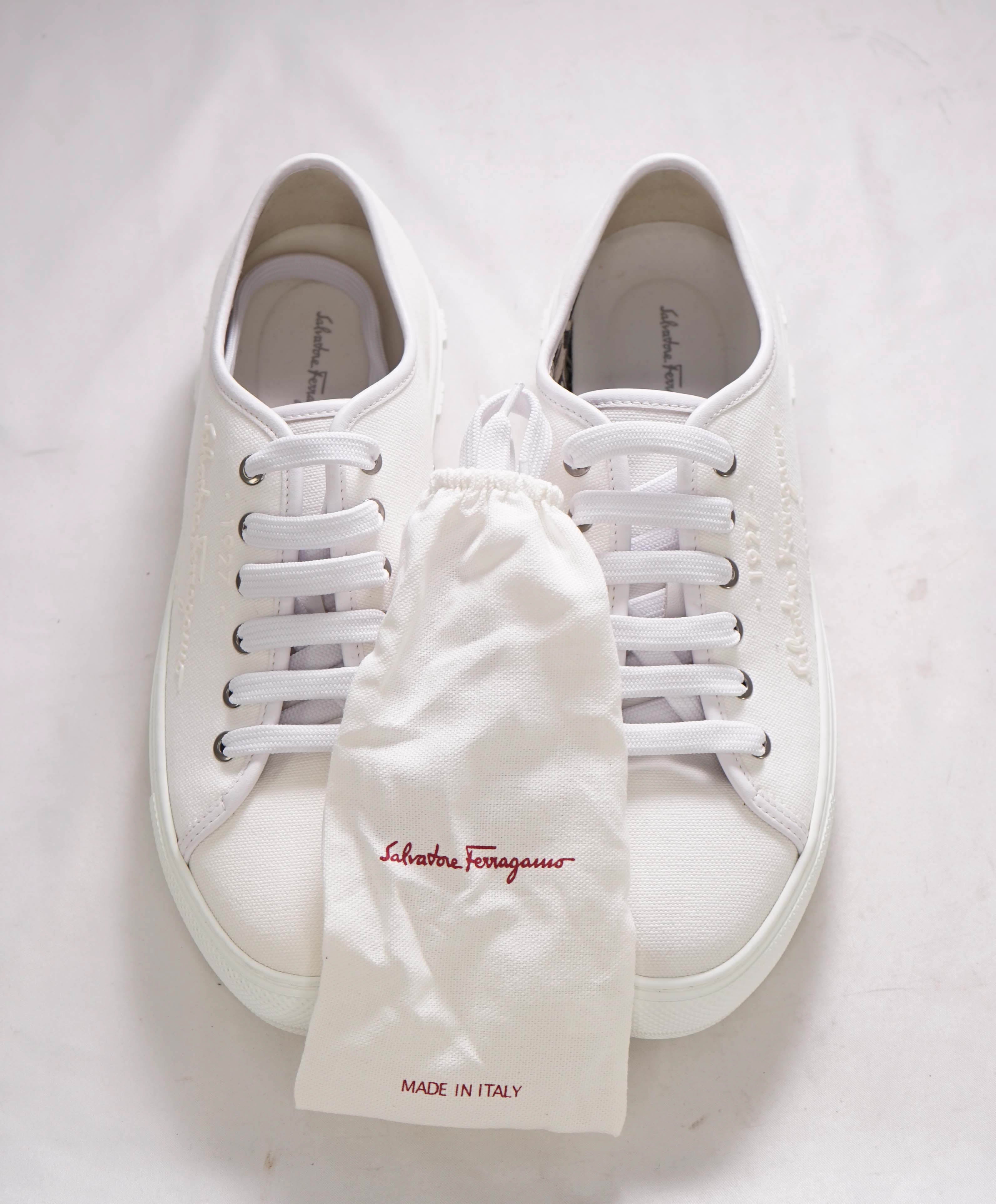 $750 SALVATORE FERRAGAMO - * Mediterre* White Canvass Sneaker - 9.5 C US (WOMEN) (Copy)