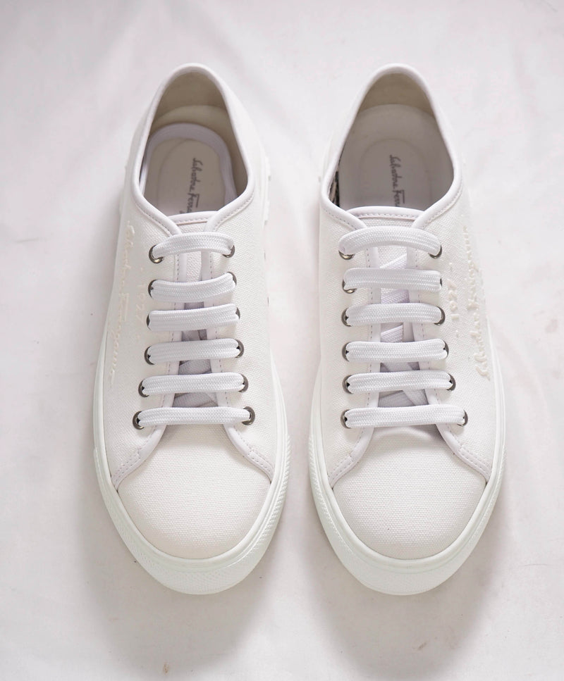 $750 SALVATORE FERRAGAMO - * Mediterre* White Canvass Sneaker - 9.5 C US (WOMEN) (Copy)