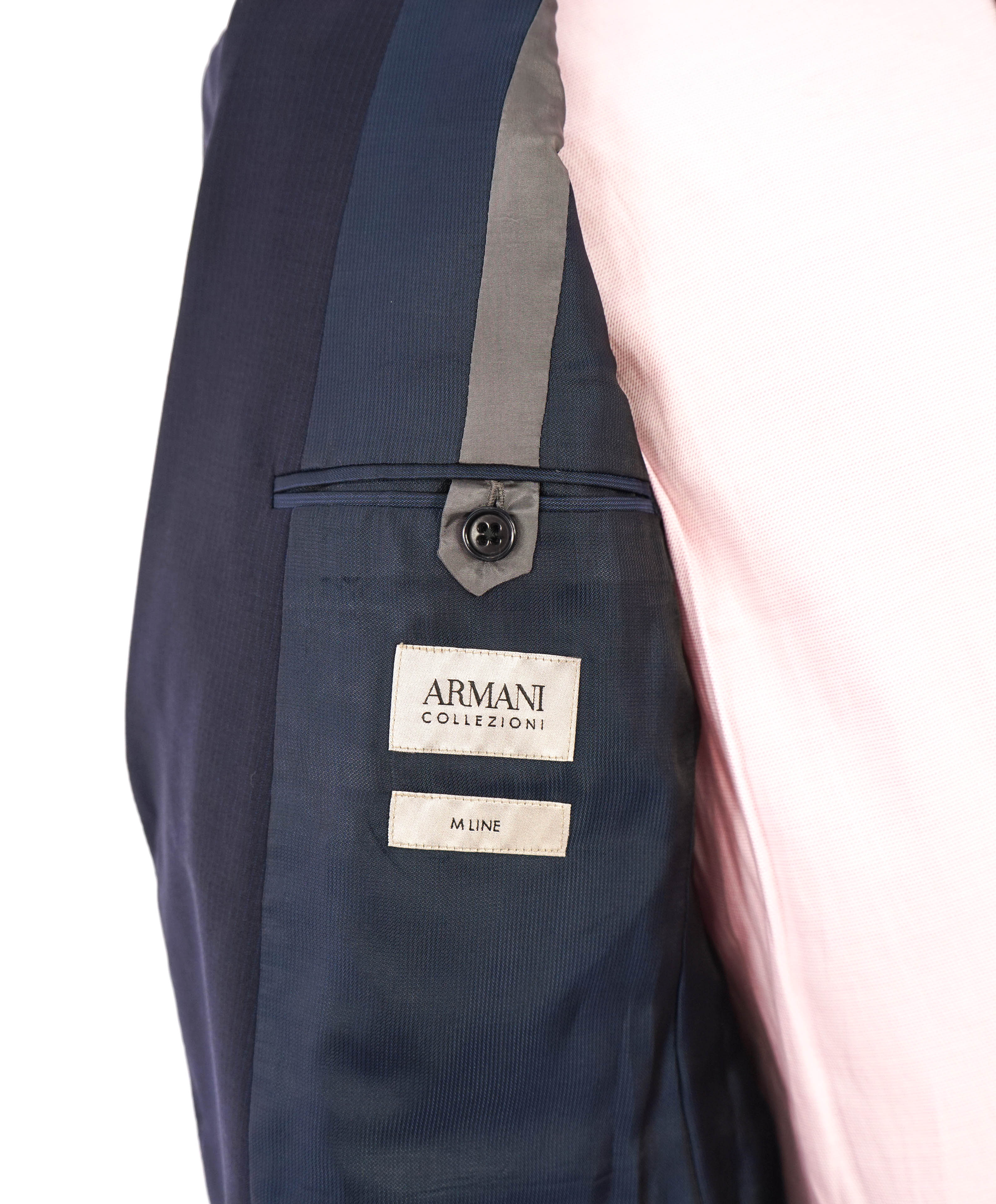 ARMANI COLLEZIONI - “M Line” Micro Rope Stripe Navy Blue Suit - 40R