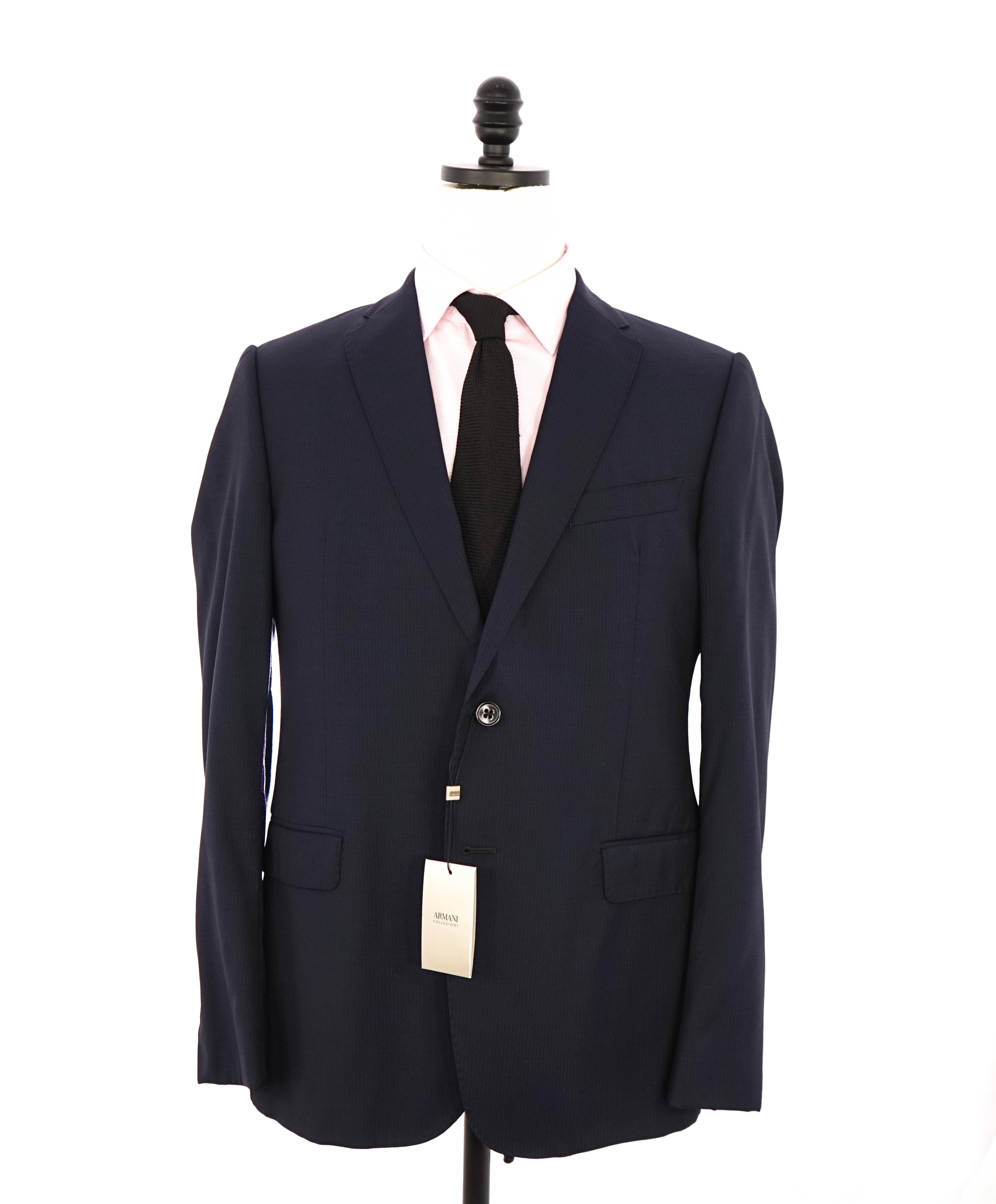 ARMANI COLLEZIONI - “M Line” Micro Rope Stripe Navy Blue Suit - 40R