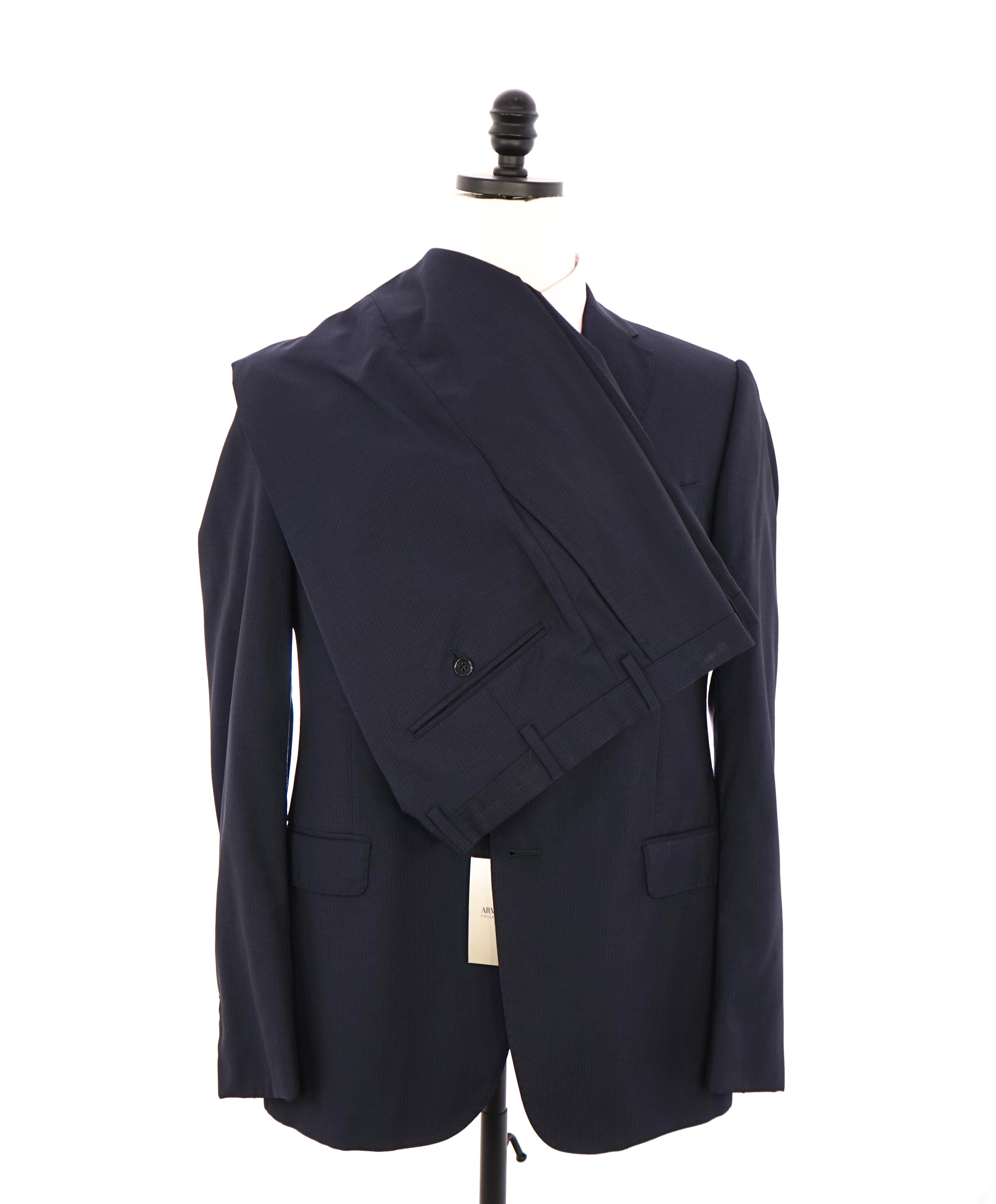 ARMANI COLLEZIONI - “M Line” Micro Rope Stripe Navy Blue Suit - 40R