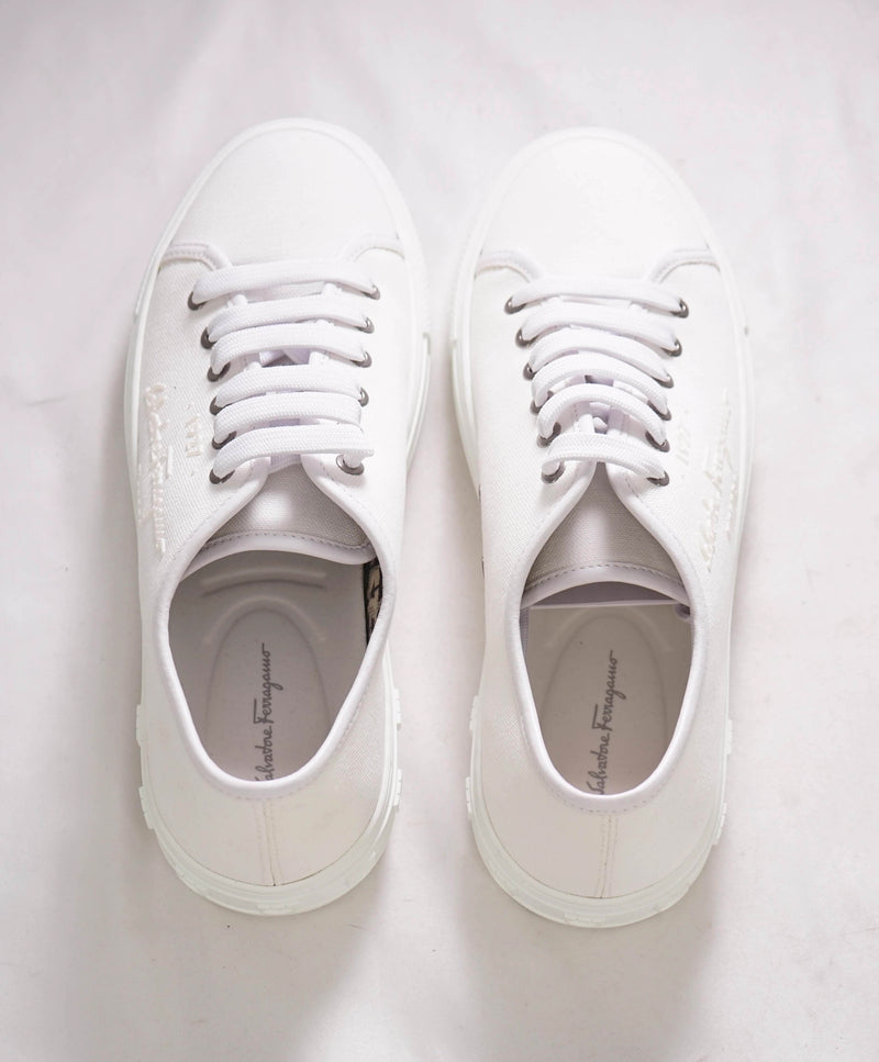 $750 SALVATORE FERRAGAMO - * Mediterre* White Canvass Sneaker - 9.5 C US (WOMEN) (Copy)