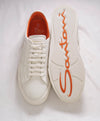 $795 SANTONI - White Leather Double Buckle Full Leather Sneakers - 10 US (9 IT)