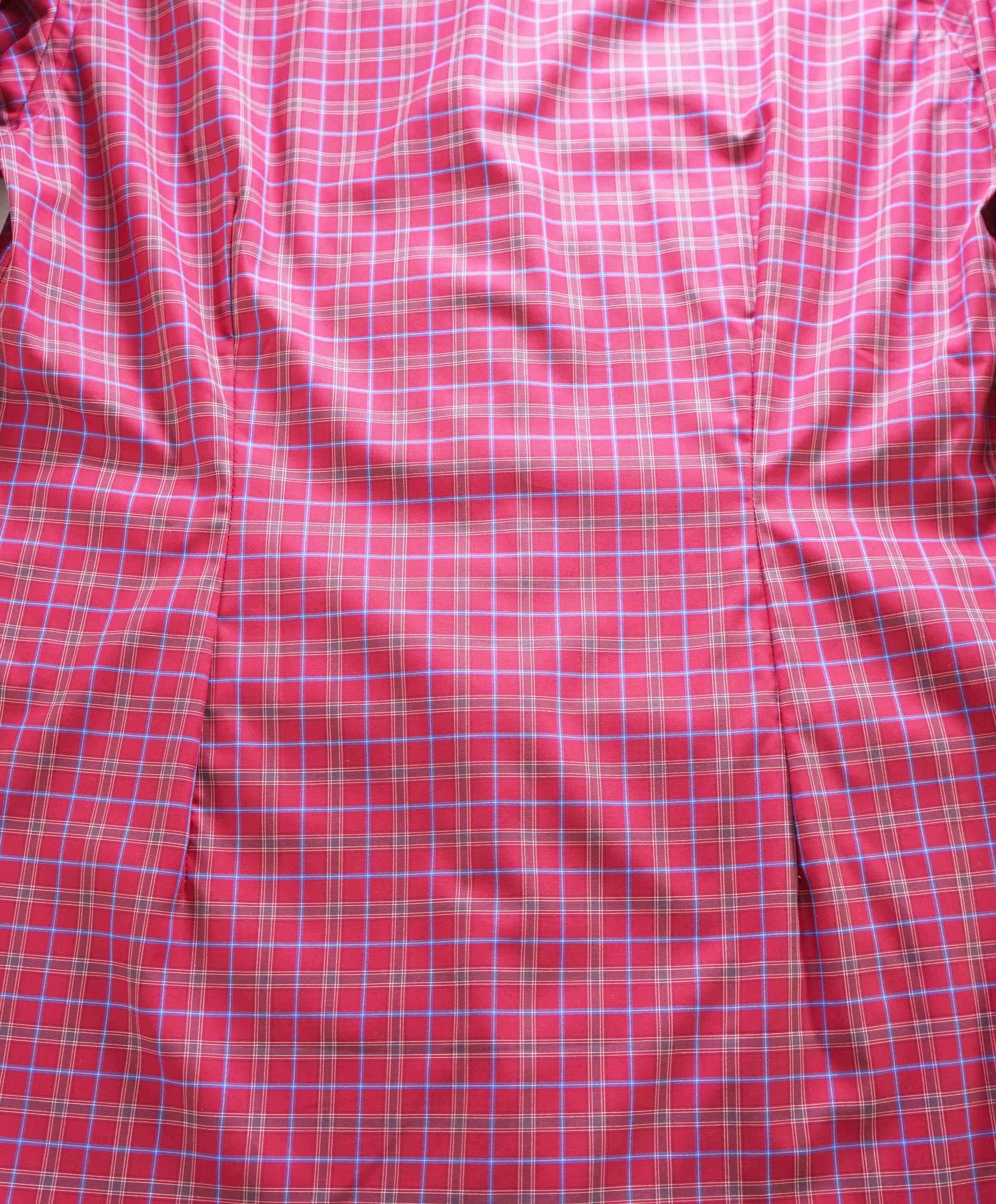 $295 ETON - Pink Check "Contemporary" Spread Collar Button Down Shirt - 15 38