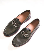 $930 SALVATORE FERRAGAMO - *BLEEKER* Green Leather Lug Sole Loafer - 12 D US