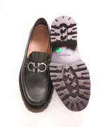 $930 SALVATORE FERRAGAMO - *BLEEKER* Green Leather Lug Sole Loafer - 12 D US