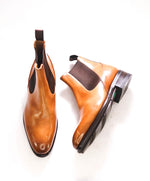 $1,295 SANTONI - Cognac Brown Lug Sole Slip On PREMUM Boot - 6 US (5 IT)