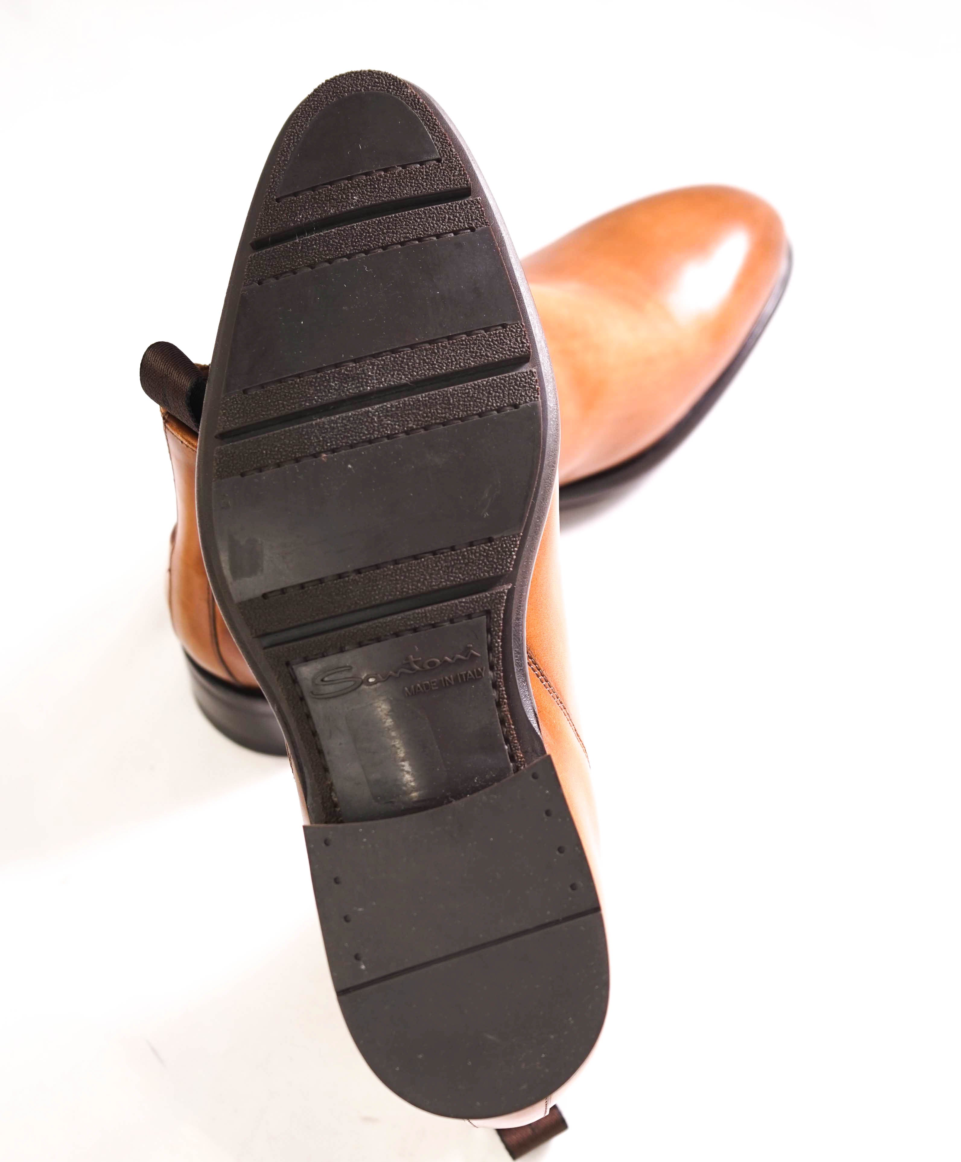 $1,295 SANTONI - Cognac Brown Lug Sole Slip On PREMUM Boot - 6 US (5 IT)