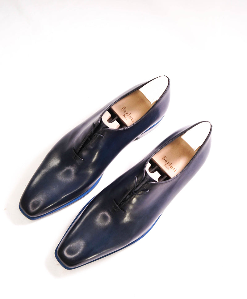 $2,480 BERLUTI PARIS- "ALESSANDRO" Navy Blue Patina Leather - 11 US (10 Stamped)