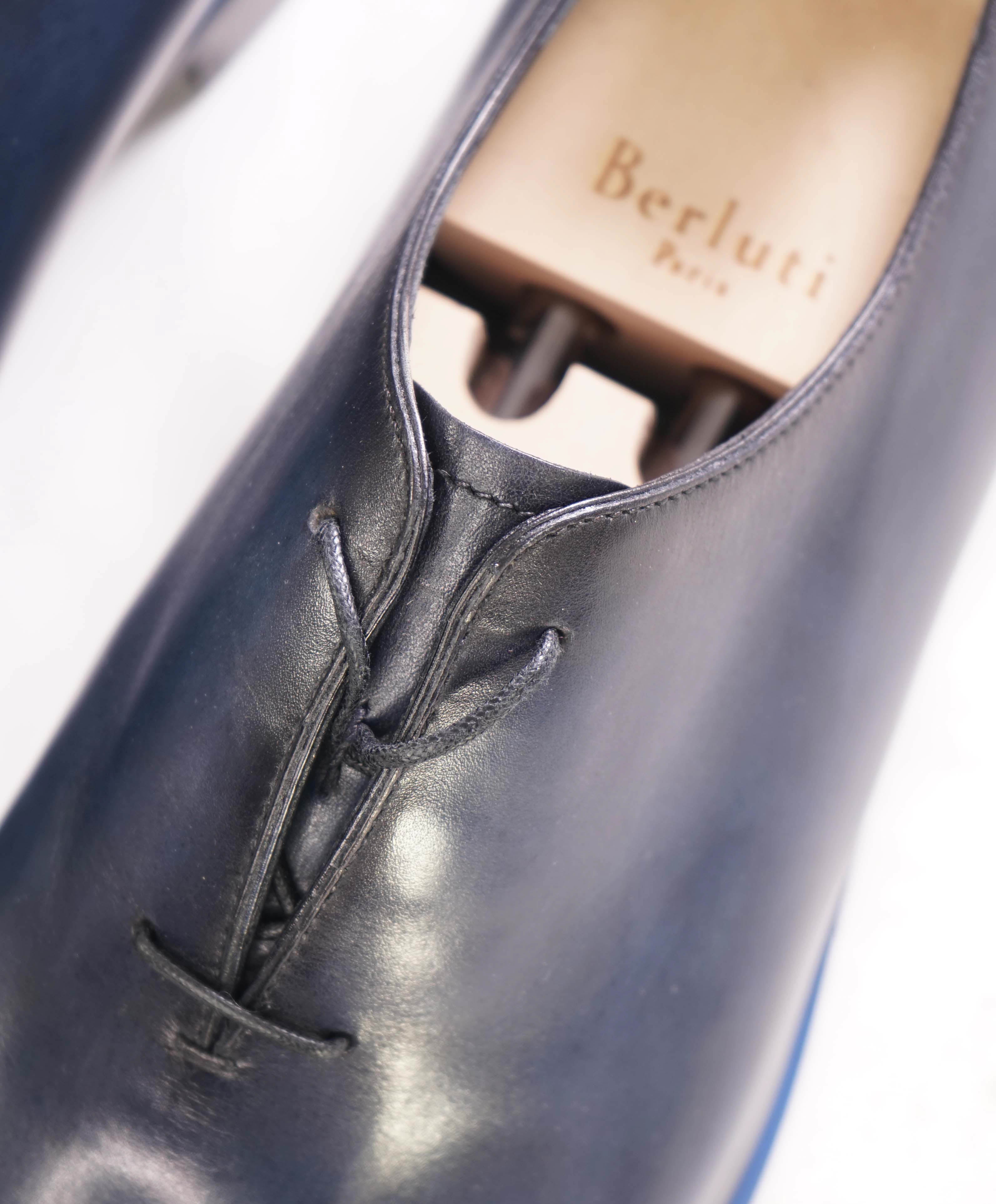 $2,480 BERLUTI PARIS- "ALESSANDRO" Navy Blue Patina Leather - 11 US (10 Stamped)