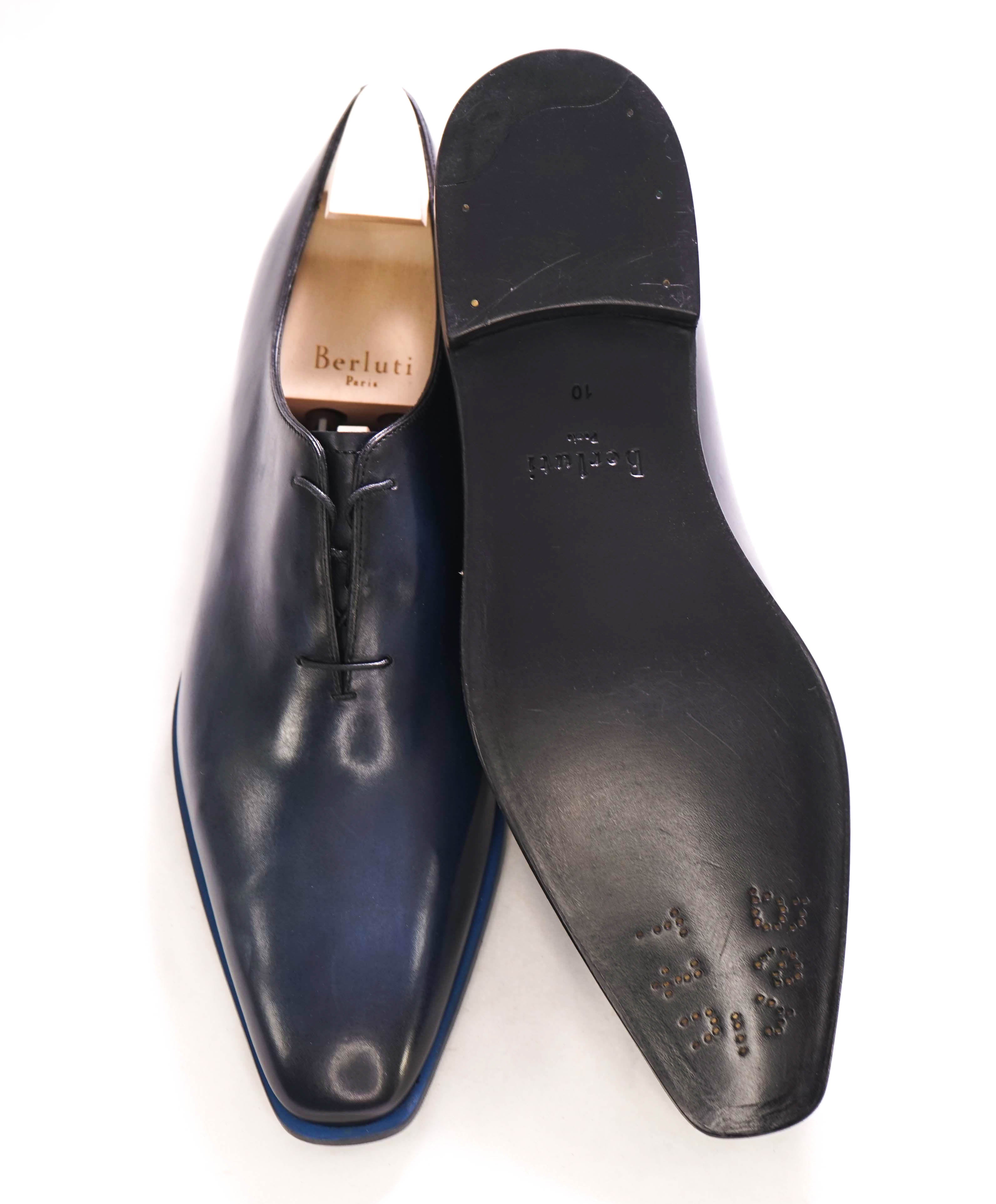 $2,480 BERLUTI PARIS- "ALESSANDRO" Navy Blue Patina Leather - 11 US (10 Stamped)