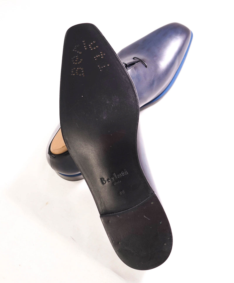 $2,480 BERLUTI PARIS- "ALESSANDRO" Navy Blue Patina Leather - 11 US (10 Stamped)